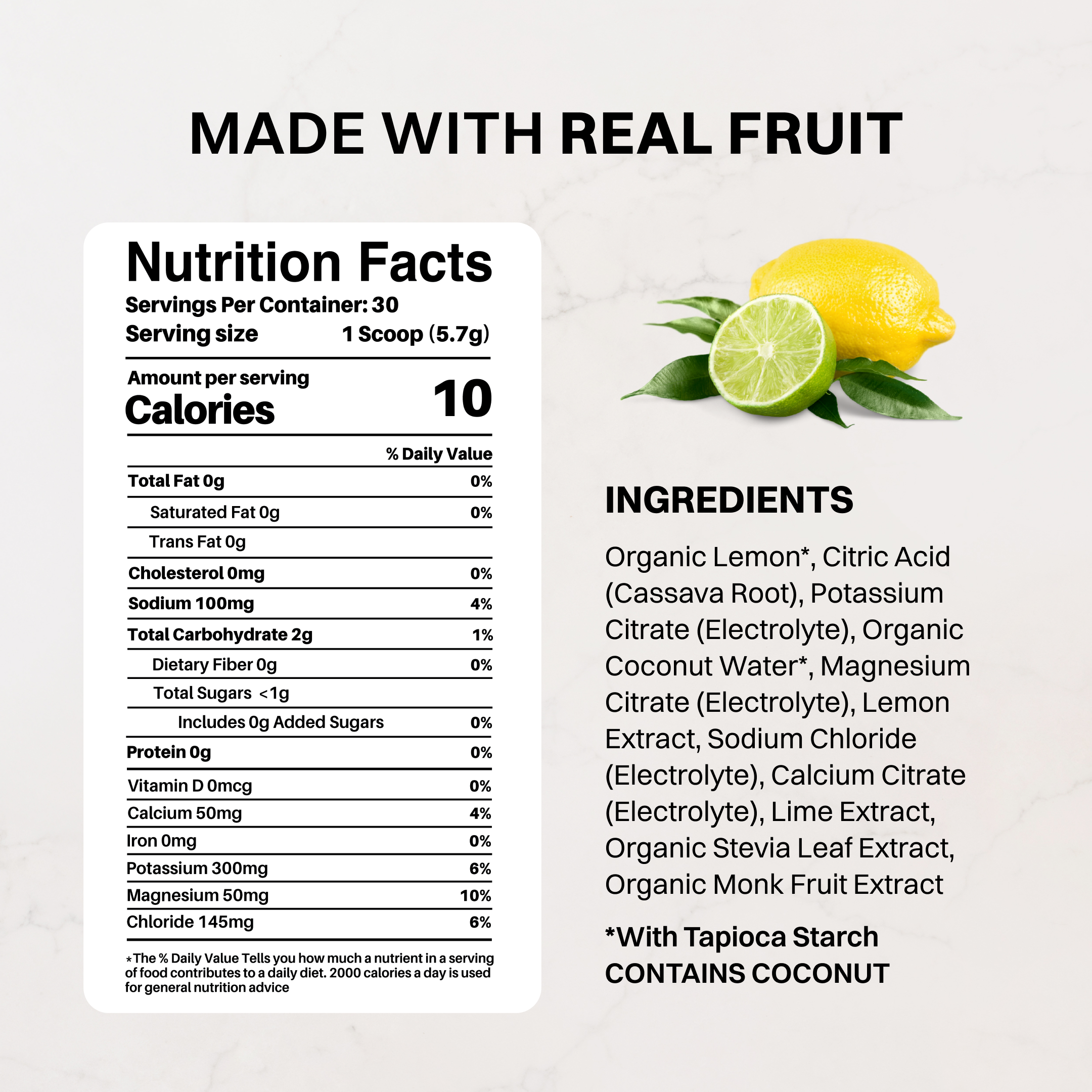 Lemon Lime Electrolytes Stick - Single-Serve Real Fruit Hydration