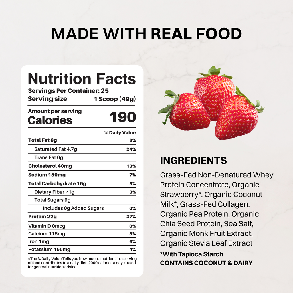 Strawberries & Cream Protein Powder — 22g Protein, 25 Servings