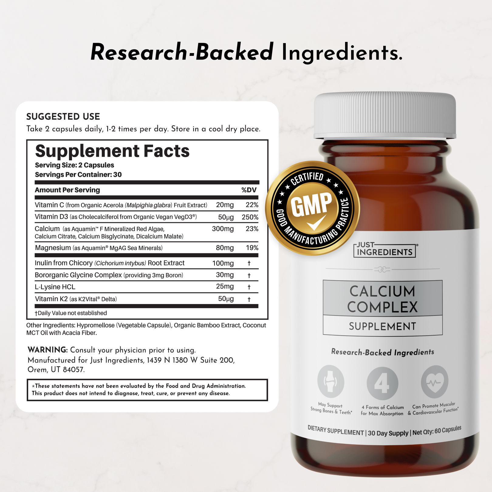 Calcium Complex — 4-Form Bioavailable Calcium + D3 & K2 (60 Capsules)
