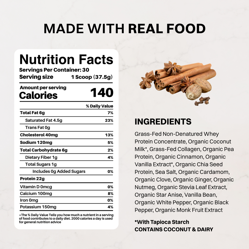Chai Protein Powder — 30 Servings, 22g Protein (Whey & Plant Blend)