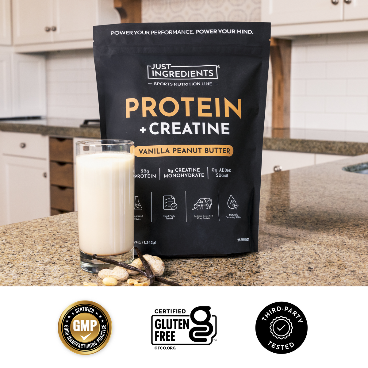 Vanilla Peanut Butter Protein + Creatine — 22g Protein, 5g Creapure