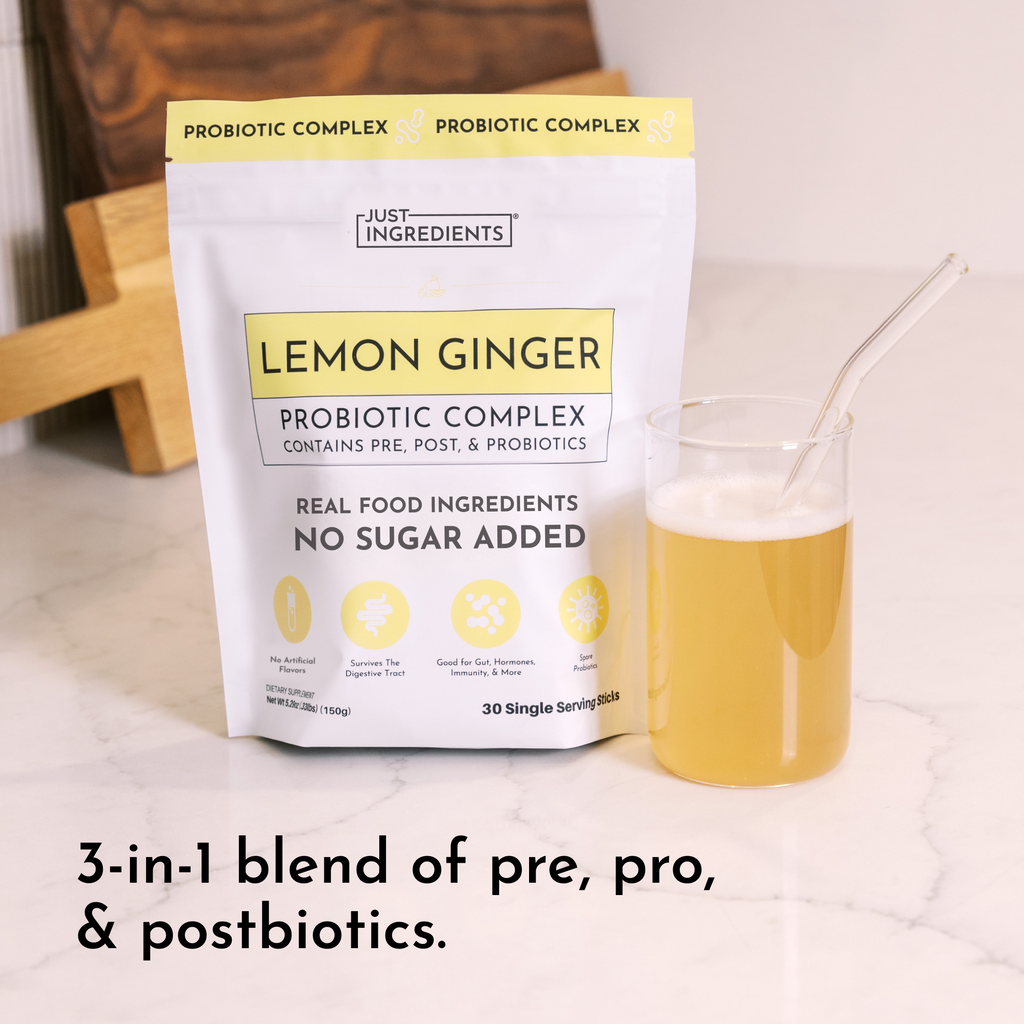 Lemon Ginger 3-In-1 Probiotic Complex - 30 Single-Serving Sticks