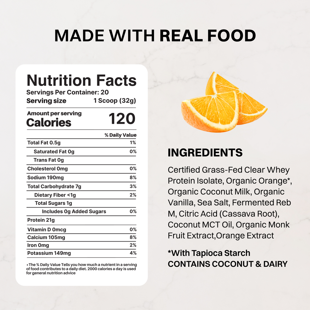Orange Creamsicle Clear Protein Powder — 20 Servings, 21g Protein
