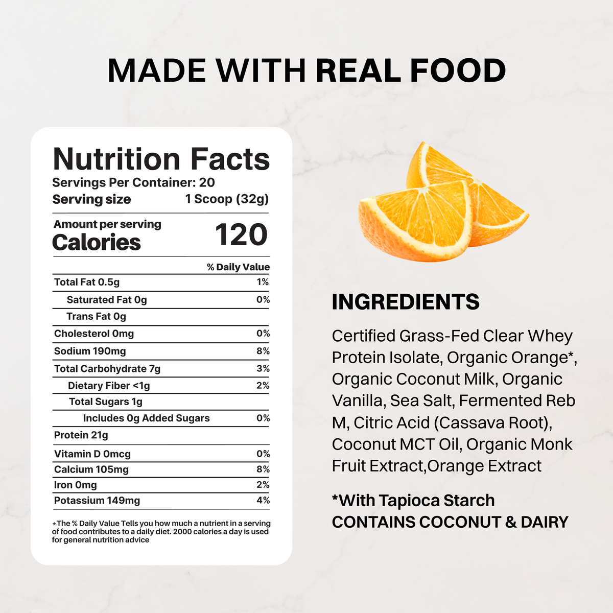 Orange Creamsicle Clear Protein Powder — 20 Servings, 21g Protein