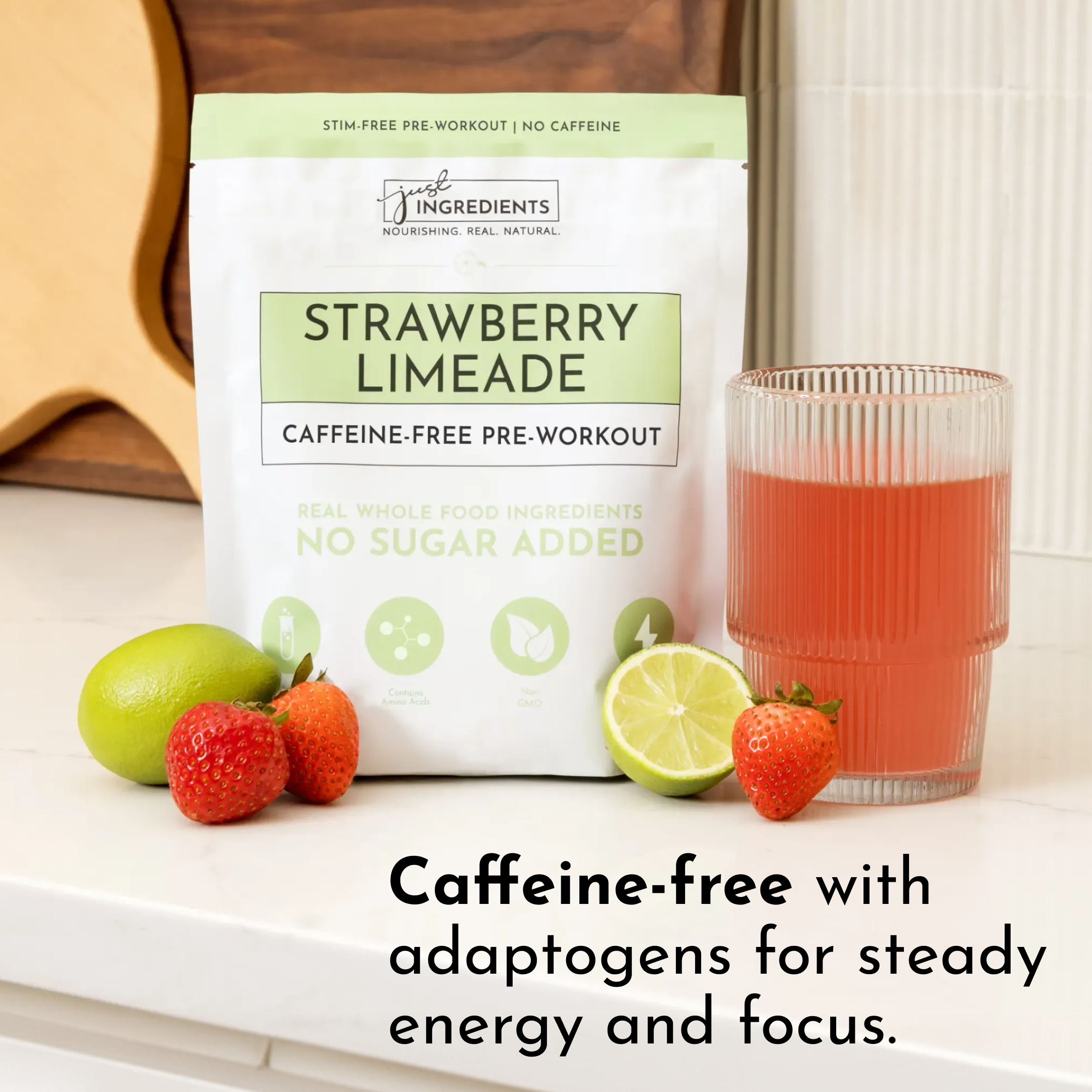Caffeine-Free Strawberry Limeade Pre-Workout