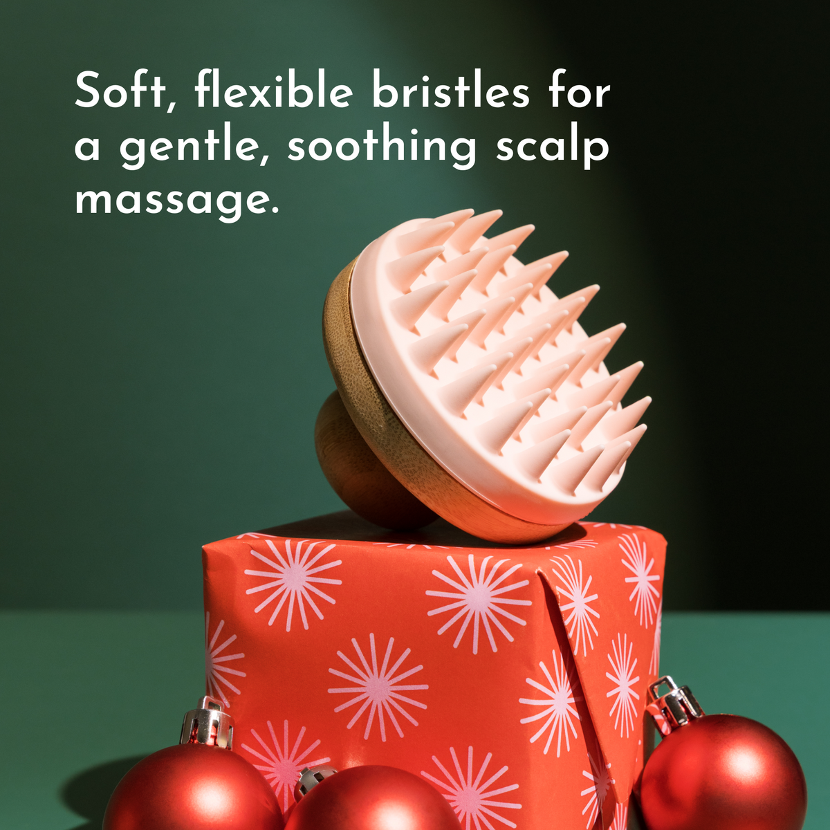 Silicone Scalp Scrubber with Wooden Handle