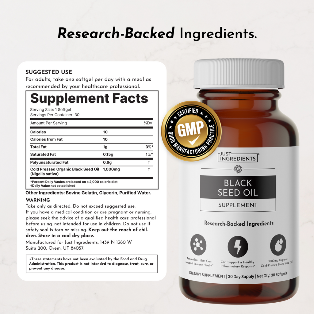 Black Seed Oil Softgels — 1,000 mg, 30 Count