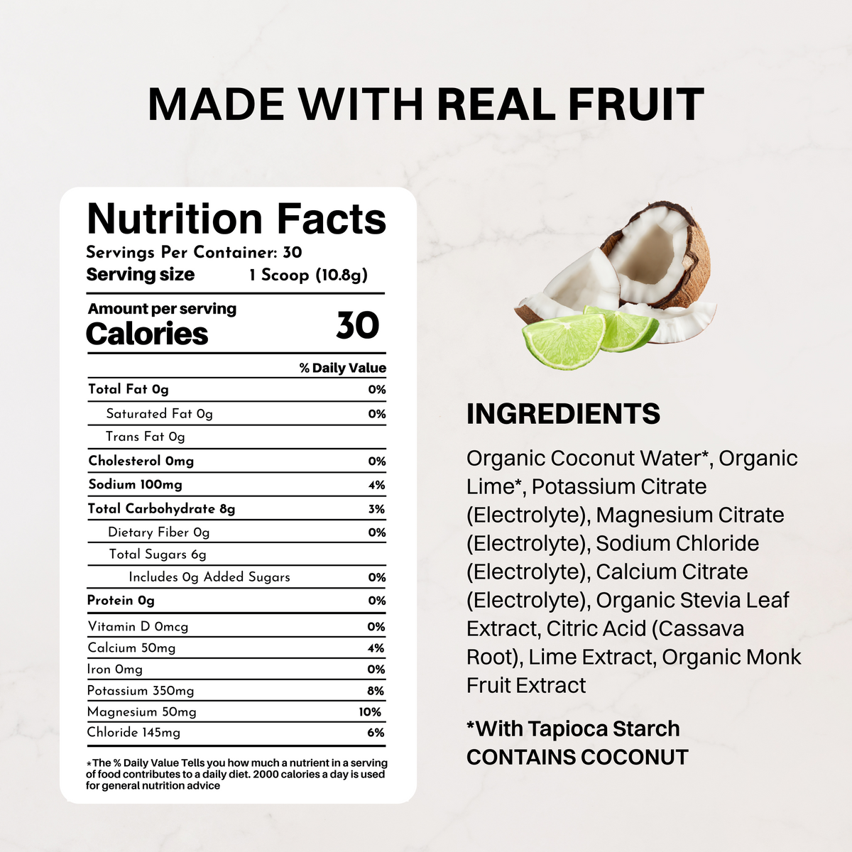 Coconut Lime Electrolytes Stick - Single-Serve Hydration