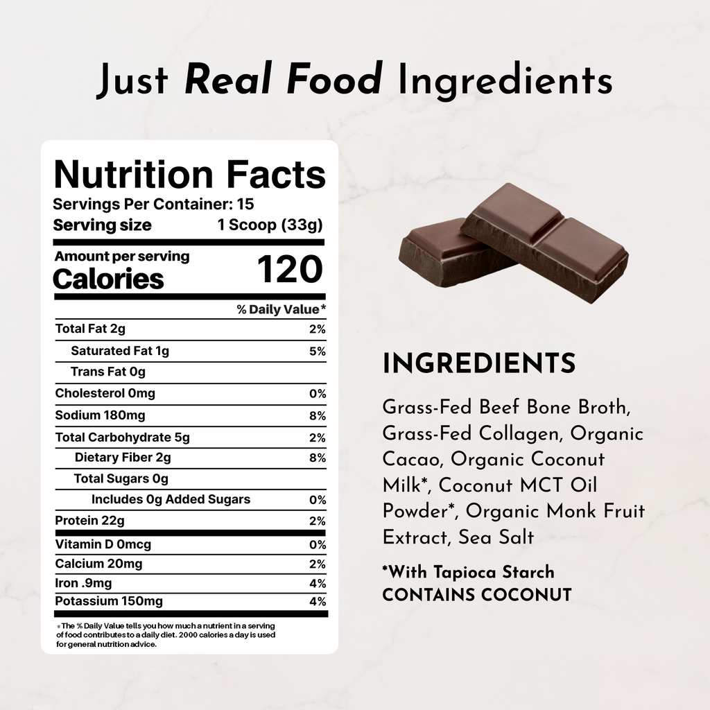 Chocolate Bone Broth Protein Powder (15 servings)