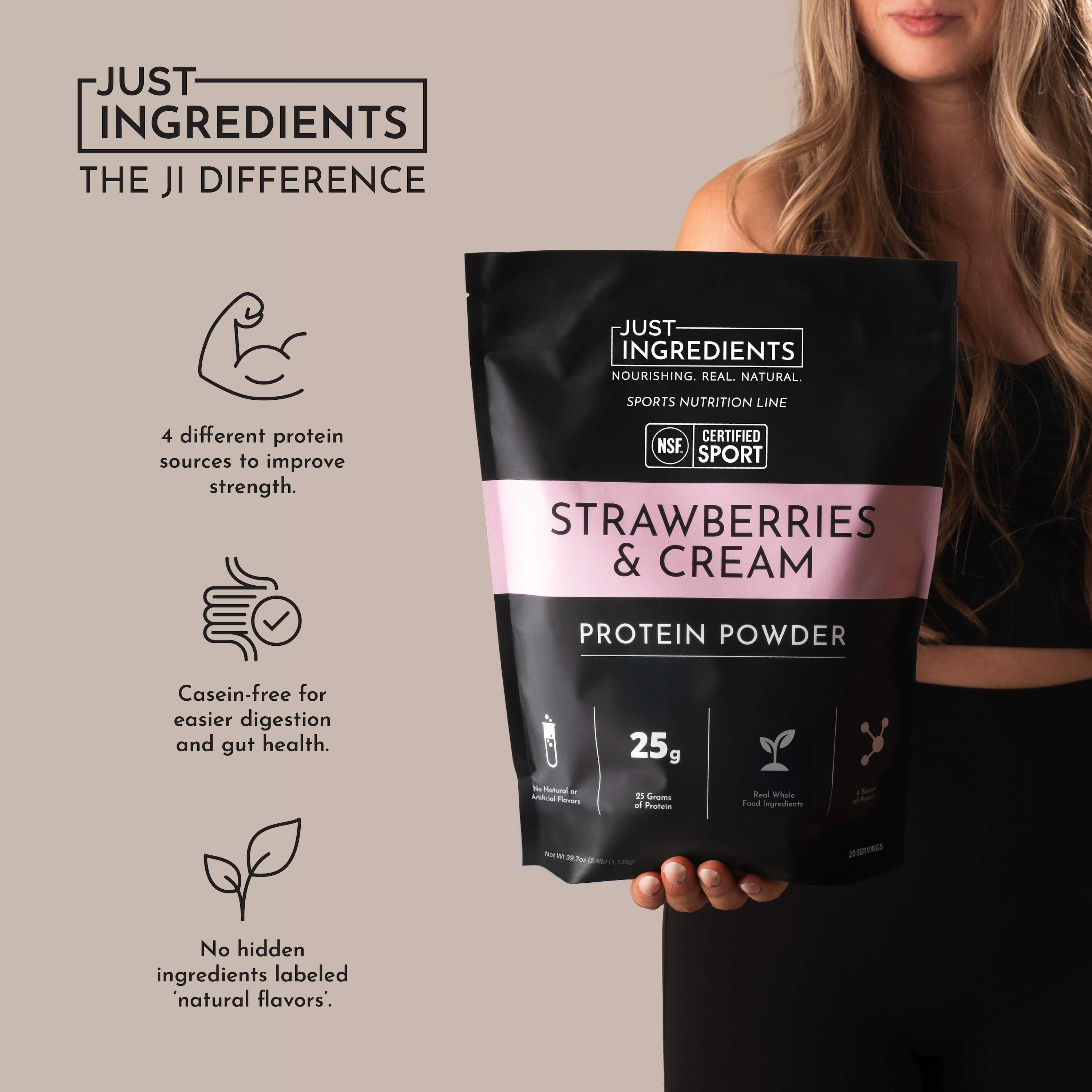 Strawberries & Cream Protein Powder — NSF Certified, 25g