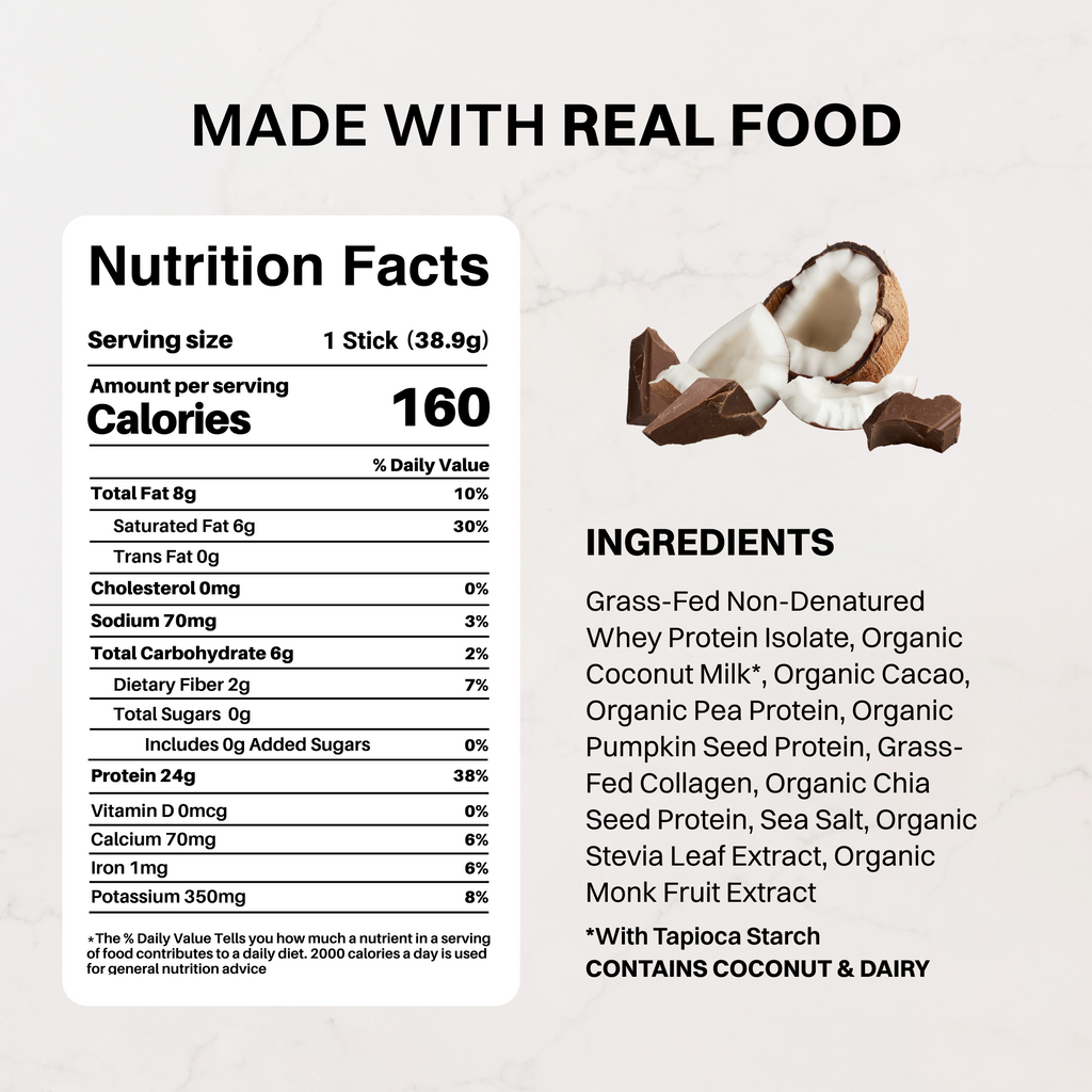 Coconut Chocolate Protein Stick, 24g Protein, No Artificial Sweeteners