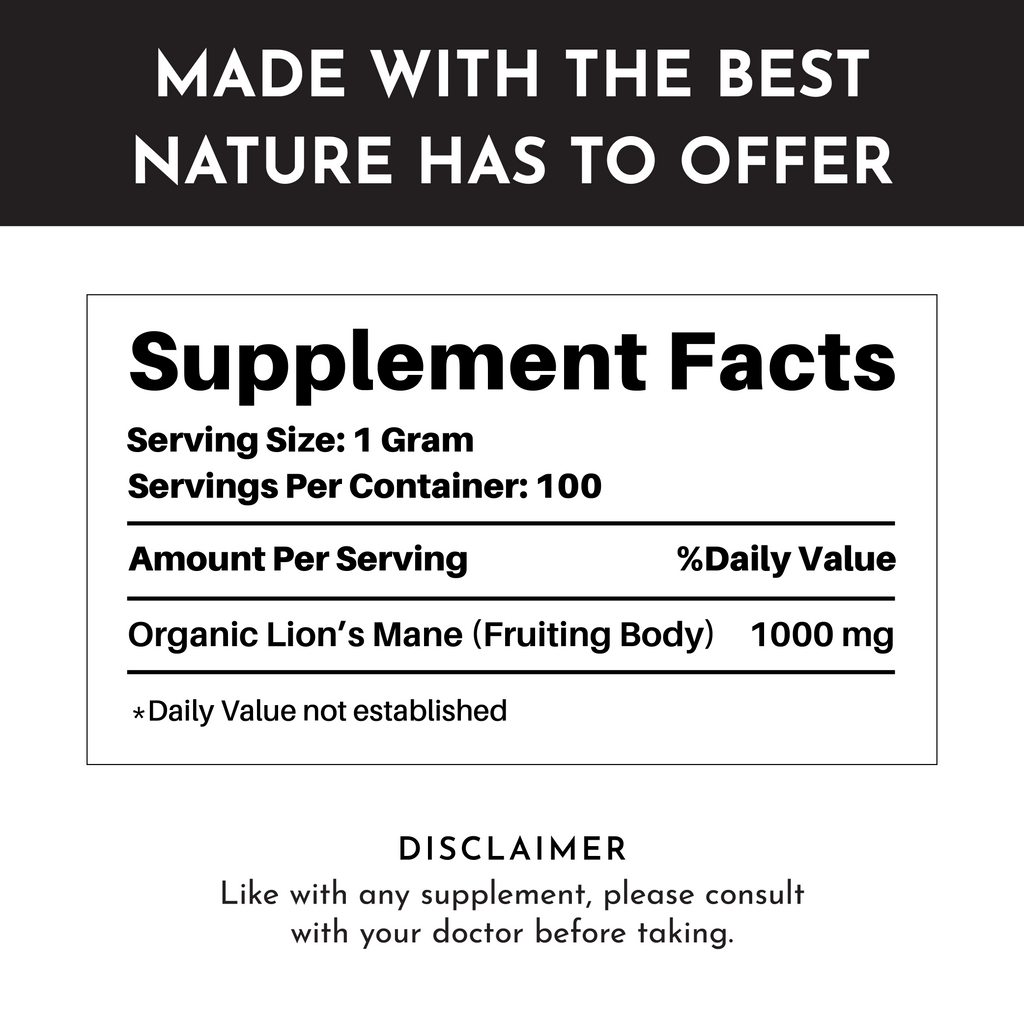 Organic Lion's Mane Powder - 100g