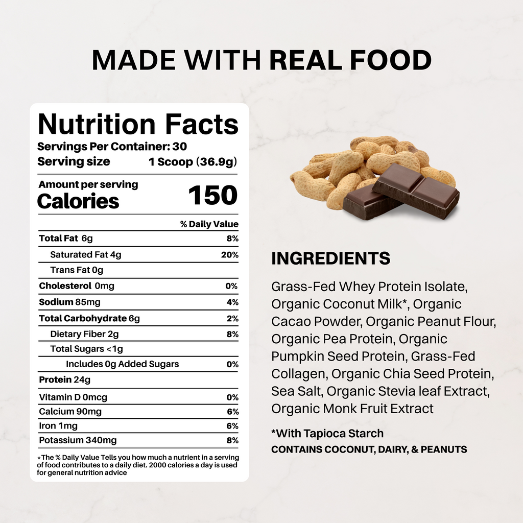 Creamy Peanut Butter Chocolate Protein Powder (24g Protein)