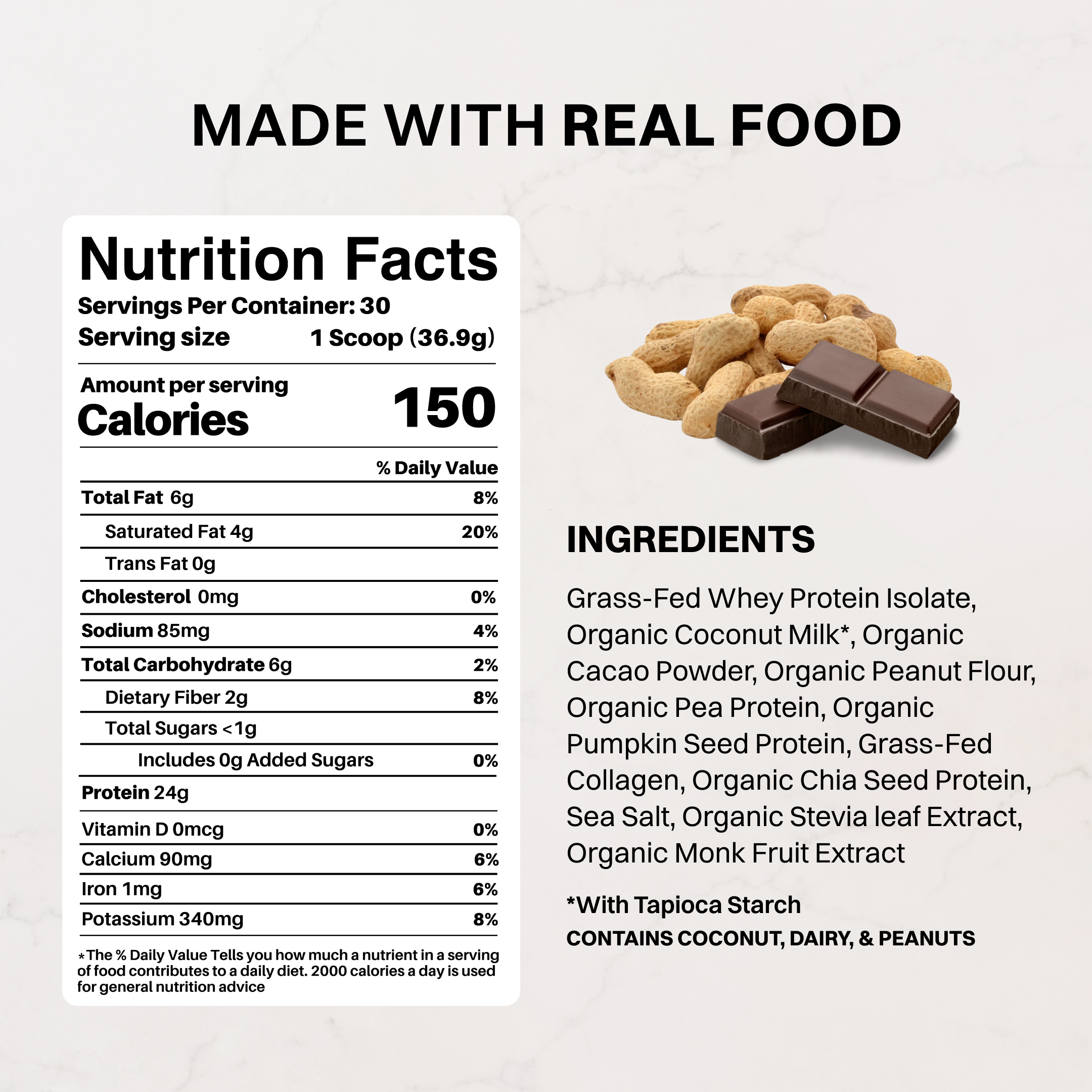 Creamy Peanut Butter Chocolate Protein Powder (24g Protein)