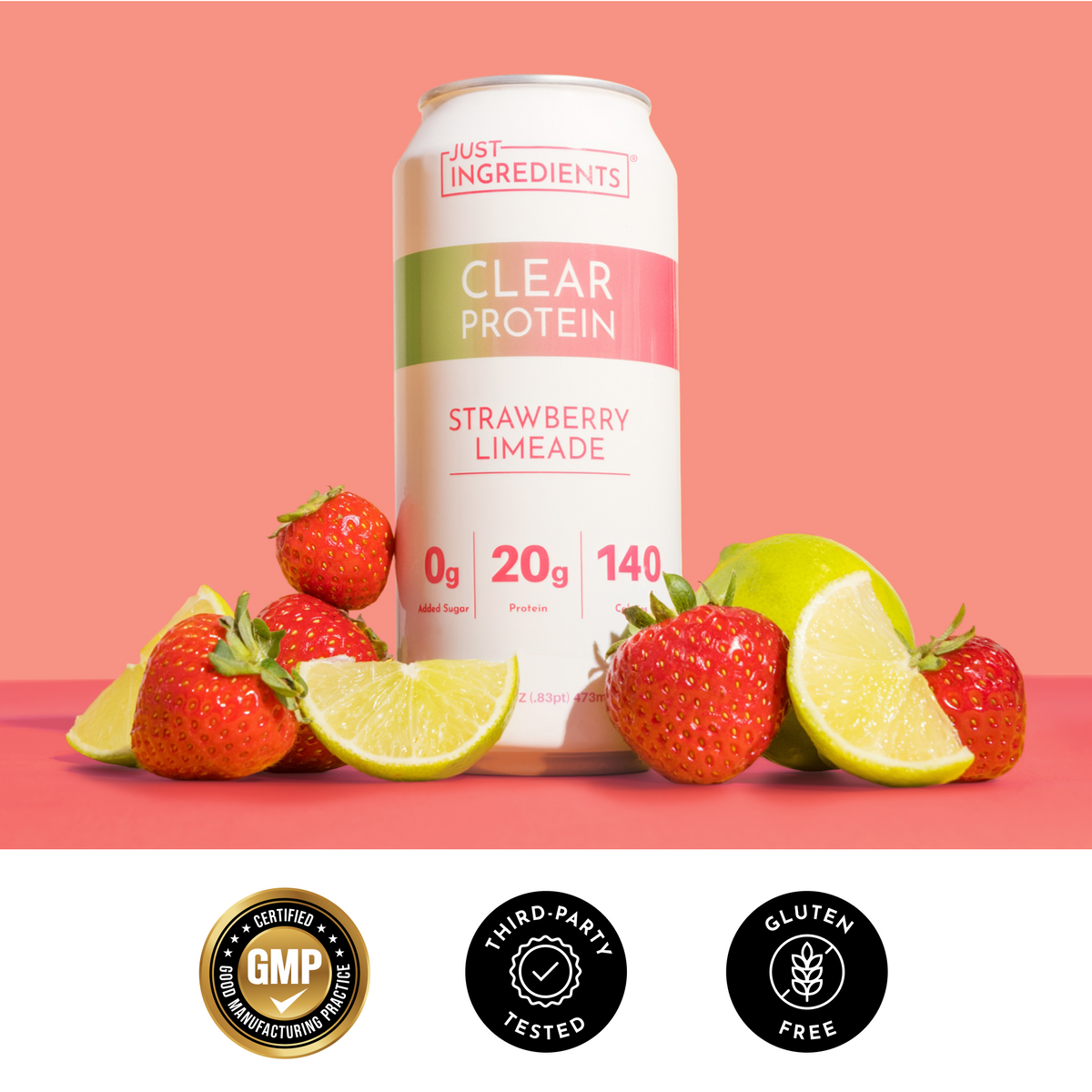 Strawberry Limeade Clear Protein — 12 Pack (16 fl oz cans)
