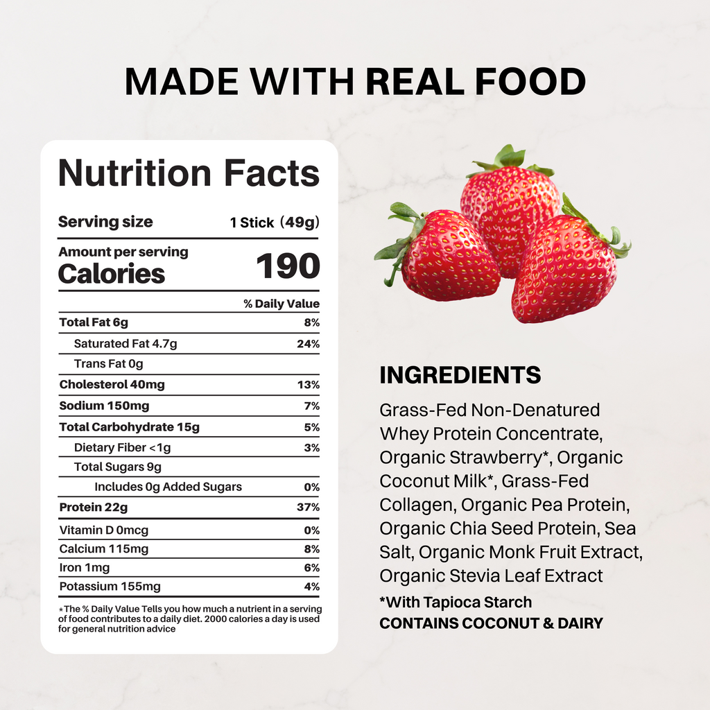Strawberries & Cream Protein Powder Stick — 22g Protein