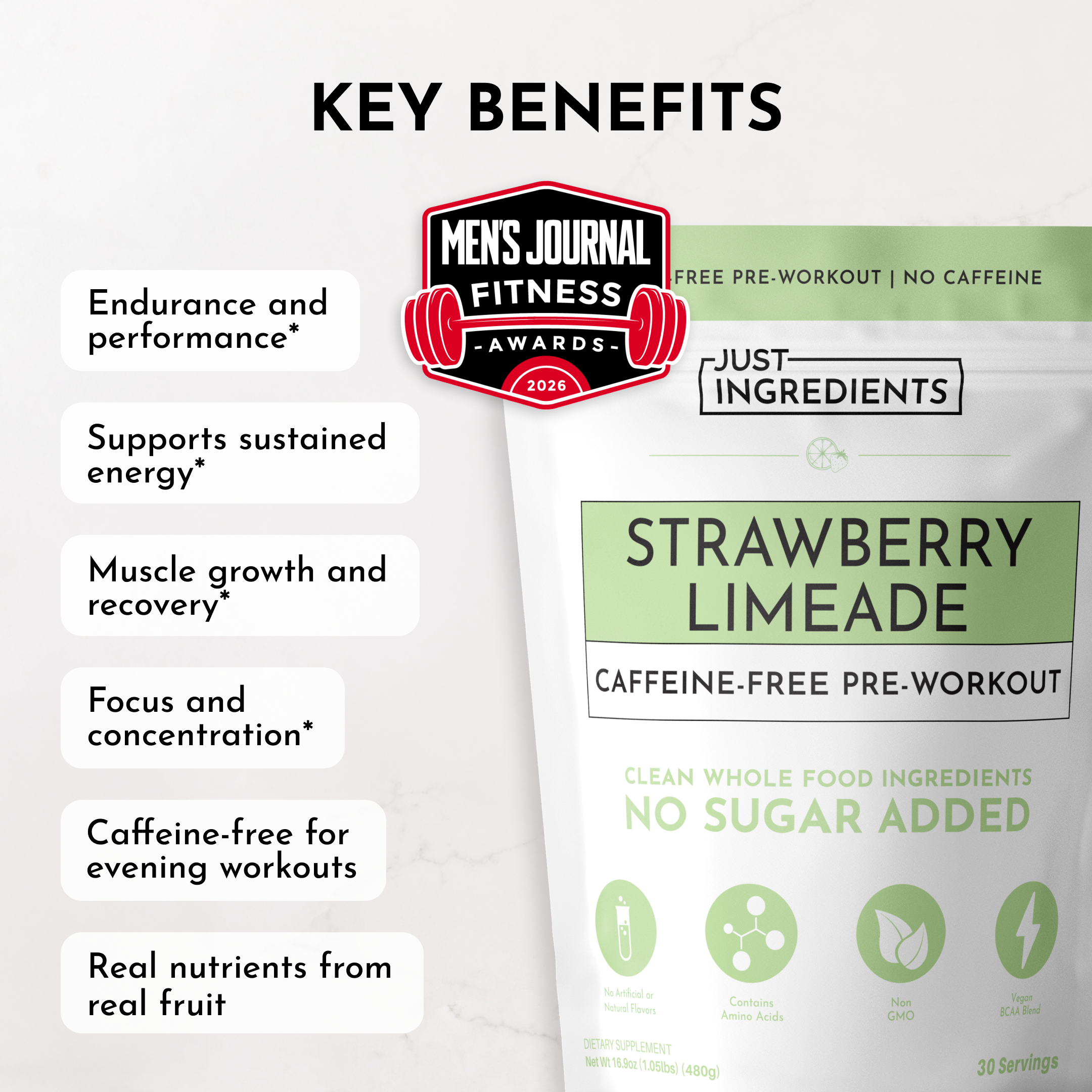 Caffeine-Free Strawberry Limeade Pre-Workout
