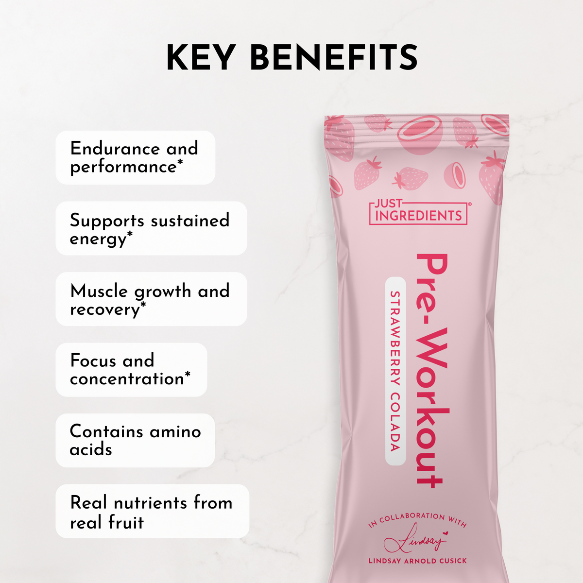 Strawberry Colada Pre‑Workout Stick by Lindsay Arnold