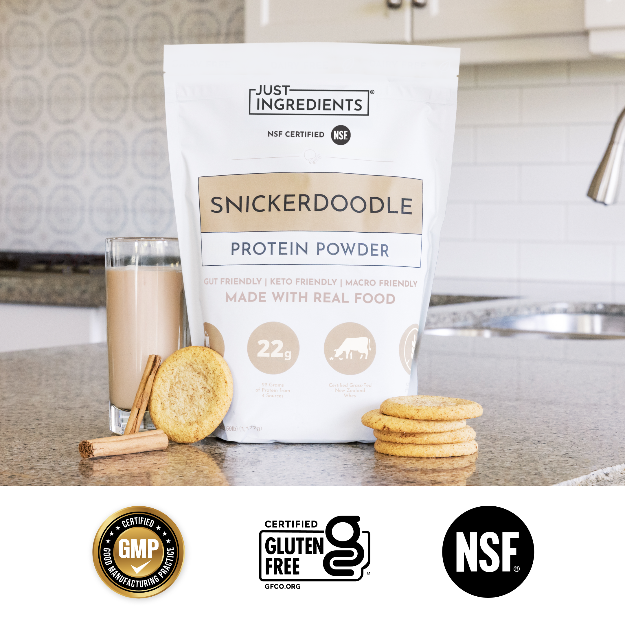 Snickerdoodle Protein Powder — 22g Protein, Grass-Fed Whey & Collagen