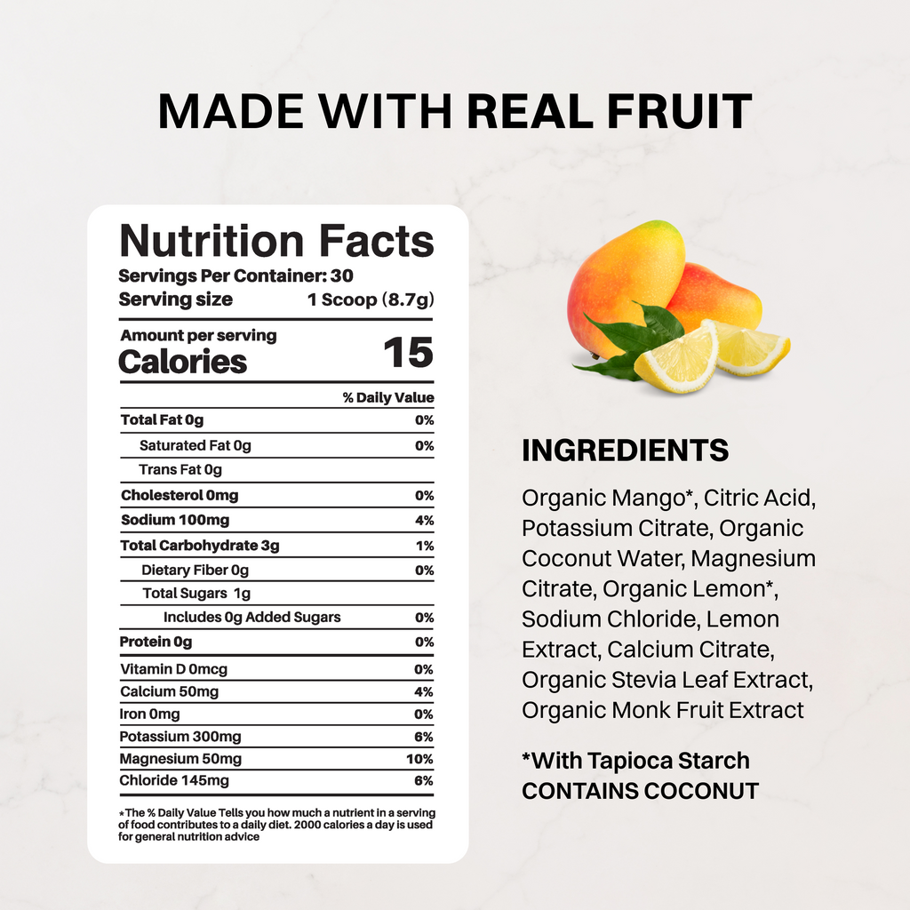 Mango Lemonade Electrolytes, 30 Servings, No Added Sugar