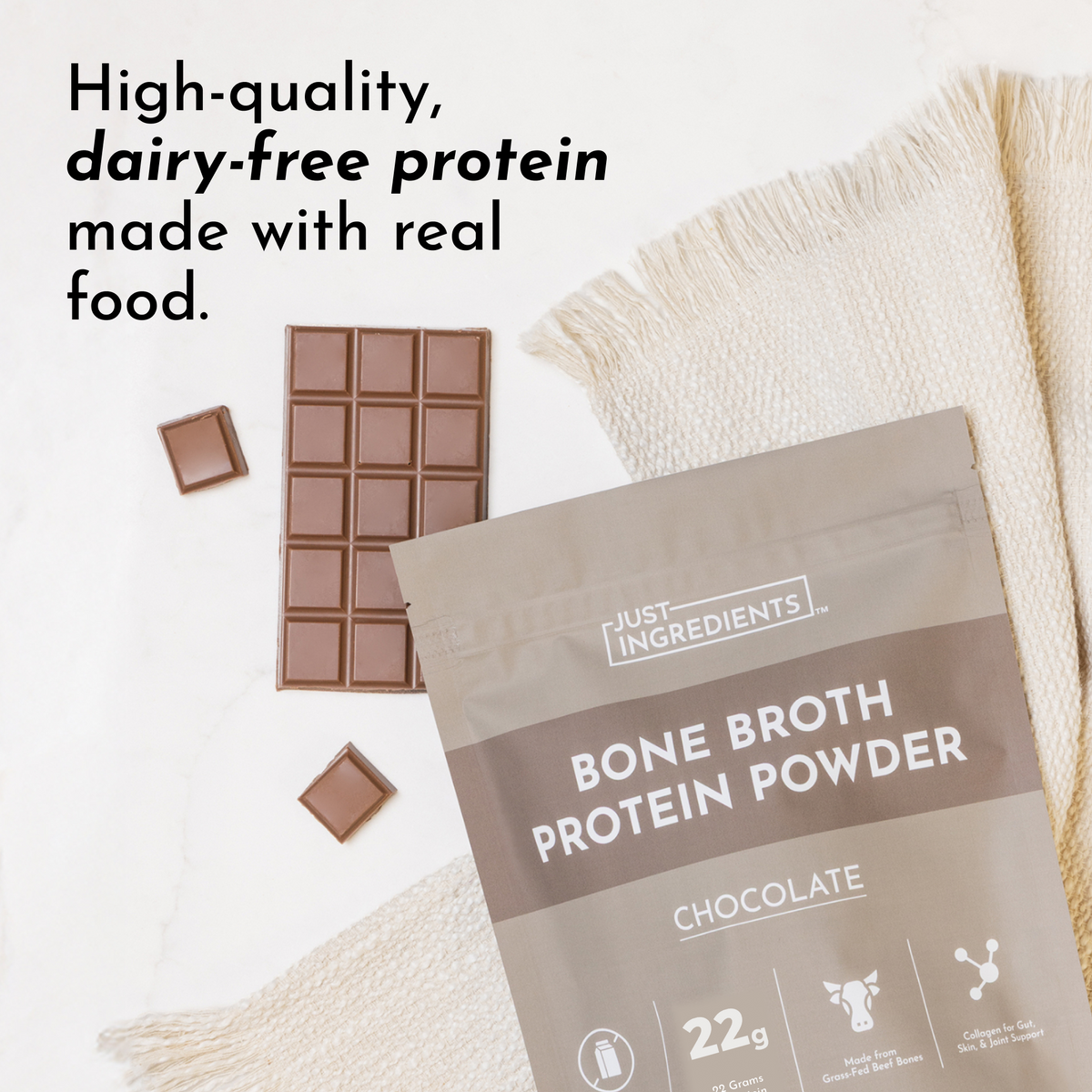 Chocolate Bone Broth Protein Powder (15 servings)