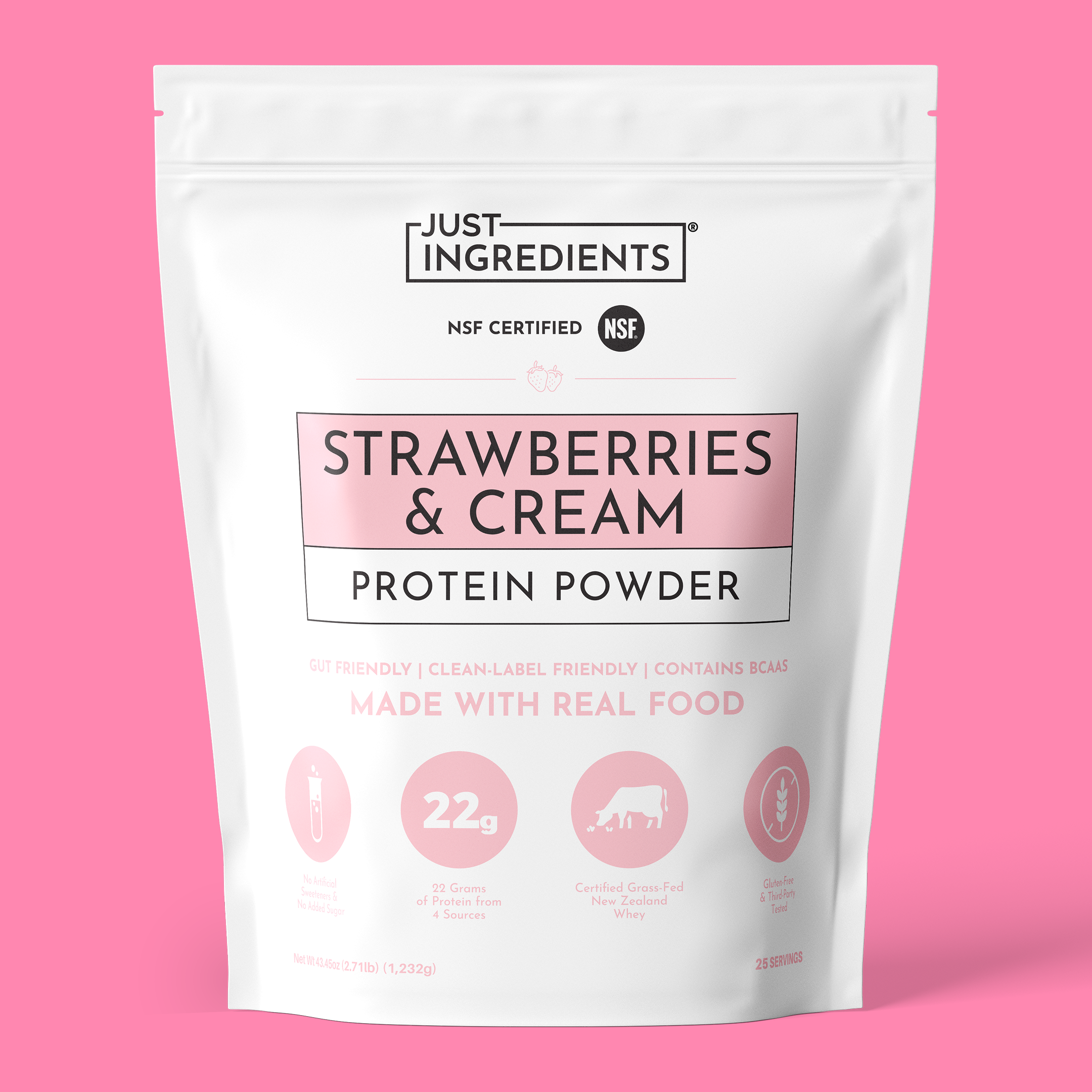 Strawberries & Cream Protein Powder — 22g Protein, 25 Servings