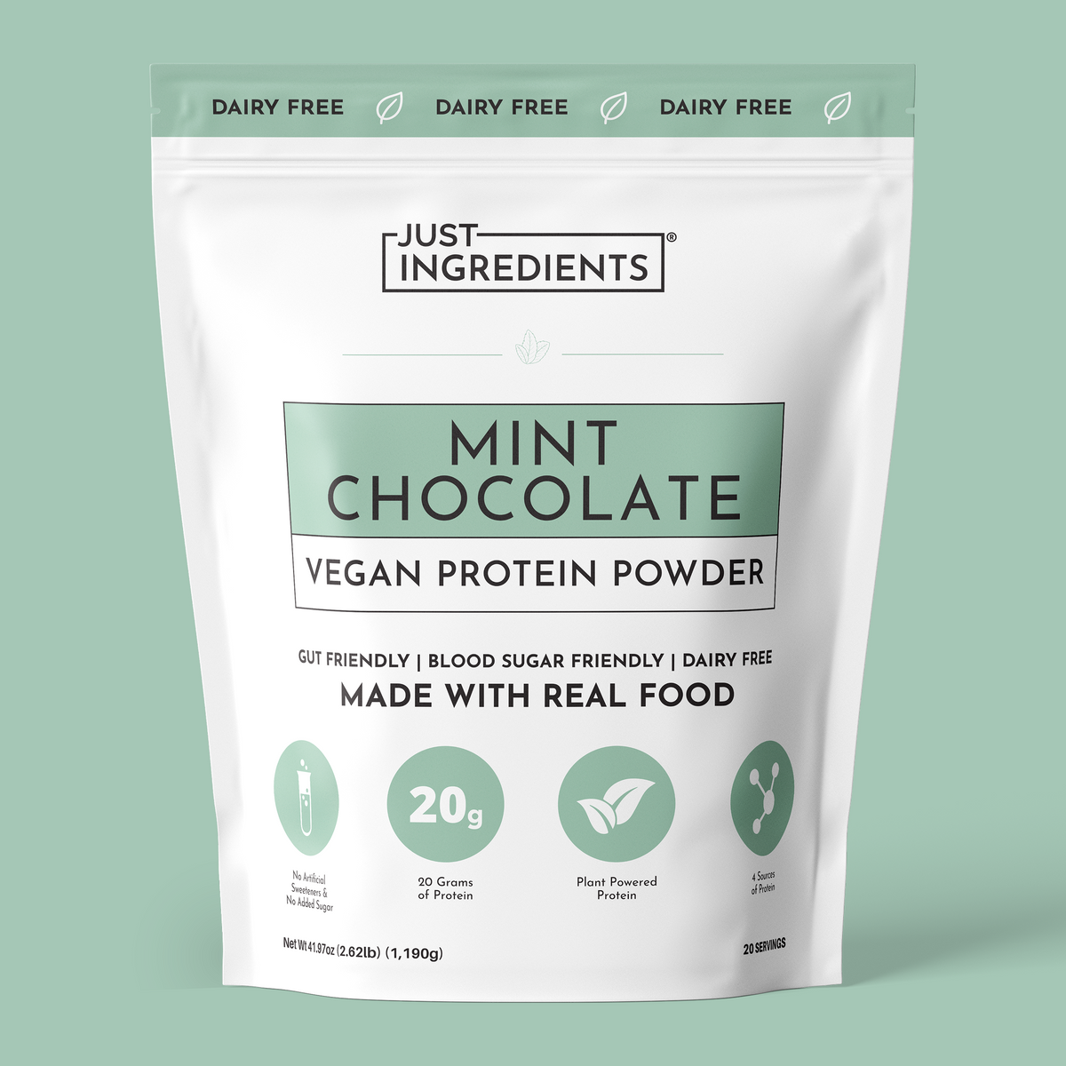 Vegan Mint Chocolate Protein Powder (20 Servings, 20g Protein)
