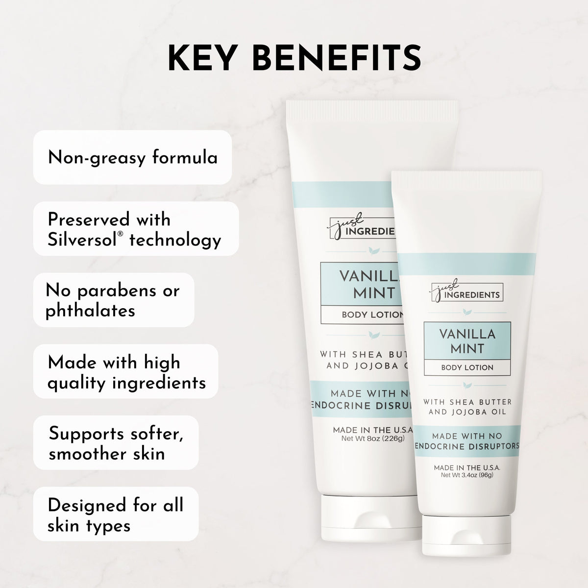Vanilla Mint Body Lotion - Hydrating Shea & Jojoba, 8 oz