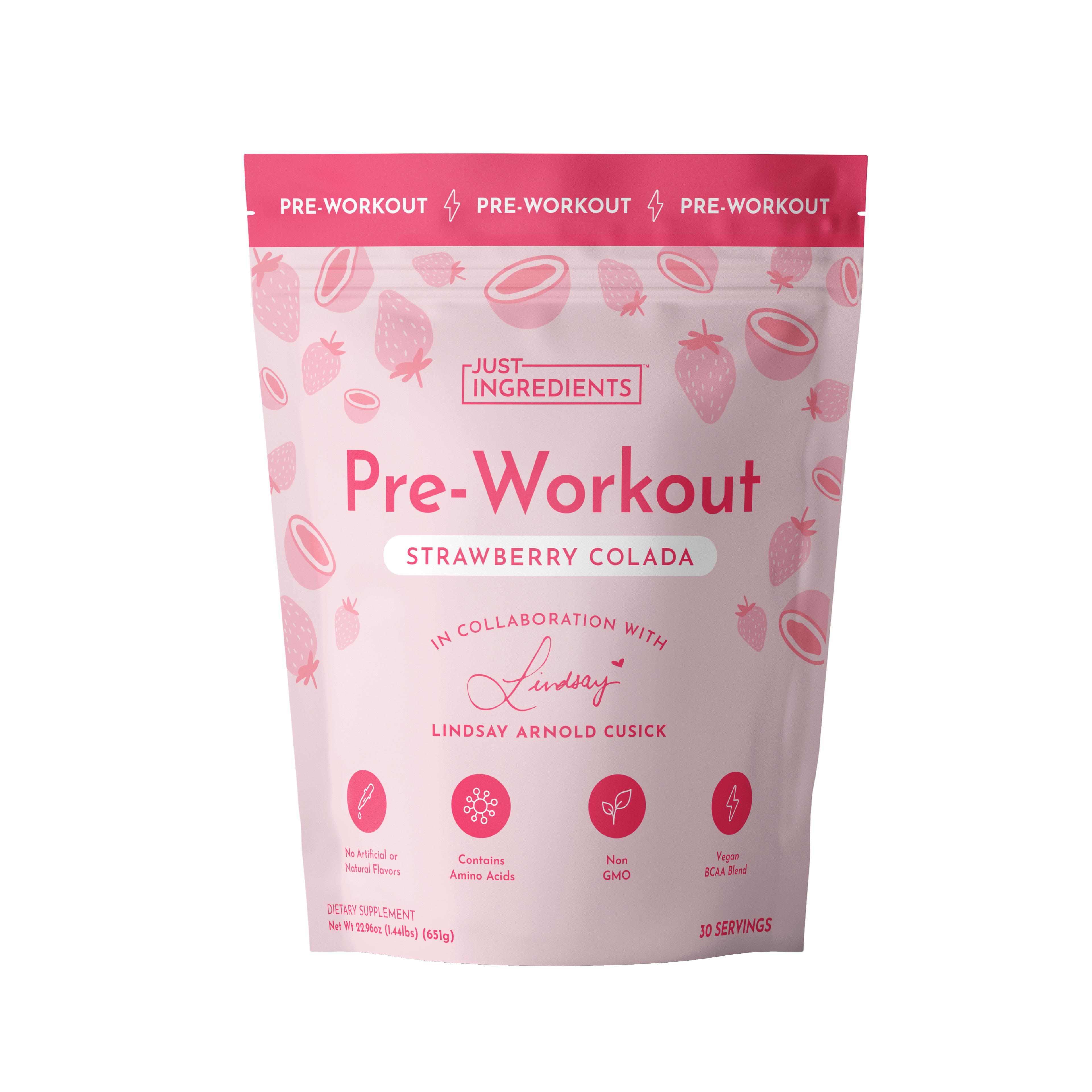 Strawberry Colada Pre‑Workout by Lindsay Arnold