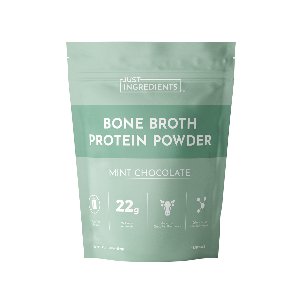 Mint Chocolate Bone Broth Protein Powder - 22g Protein, Dairy-Free
