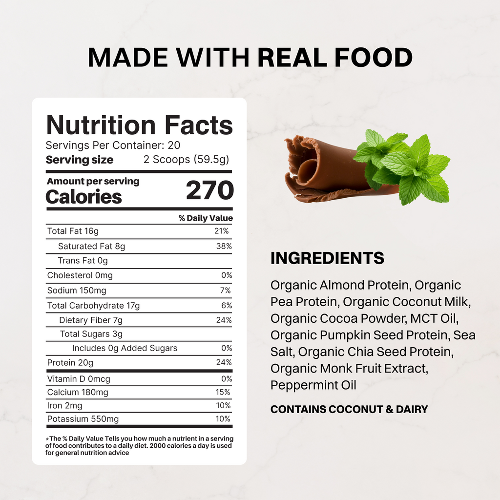Vegan Mint Chocolate Protein Powder (20 Servings, 20g Protein)