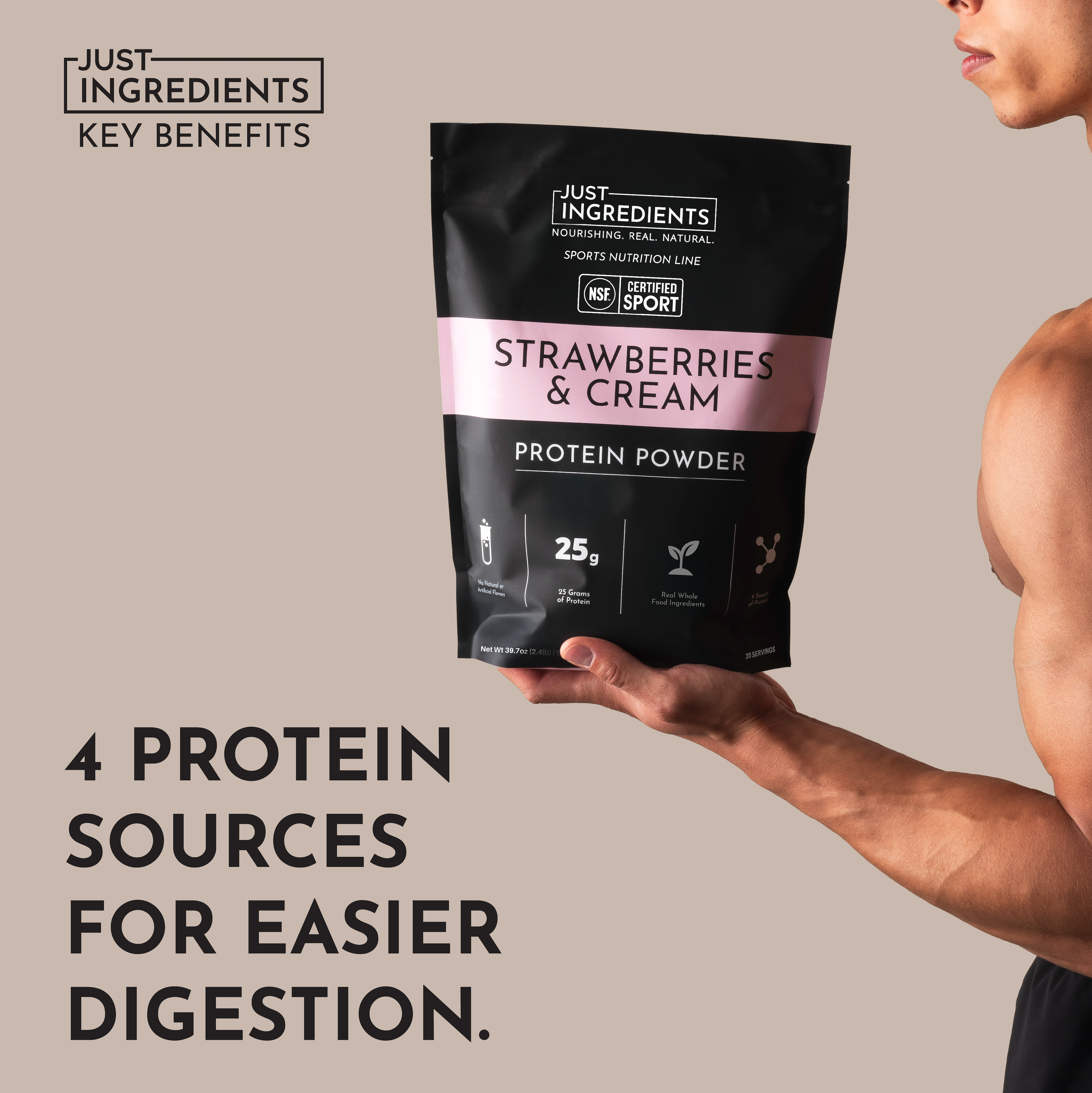 Strawberries & Cream Protein Powder — NSF Certified, 25g