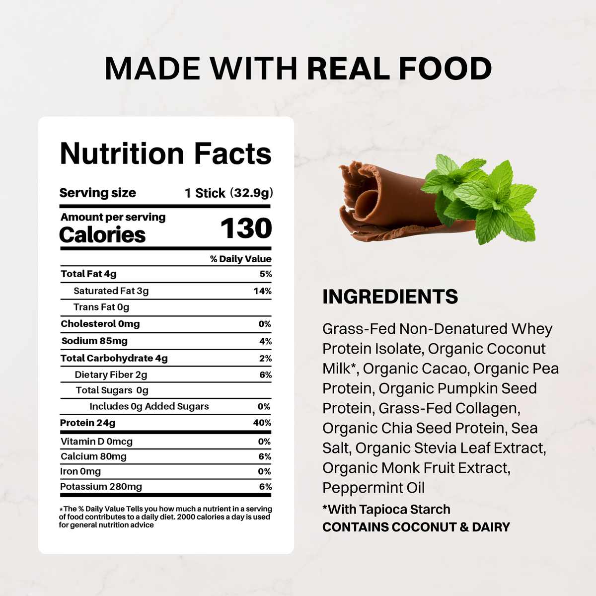 Mint Chocolate Protein Powder Stick — 24g Protein