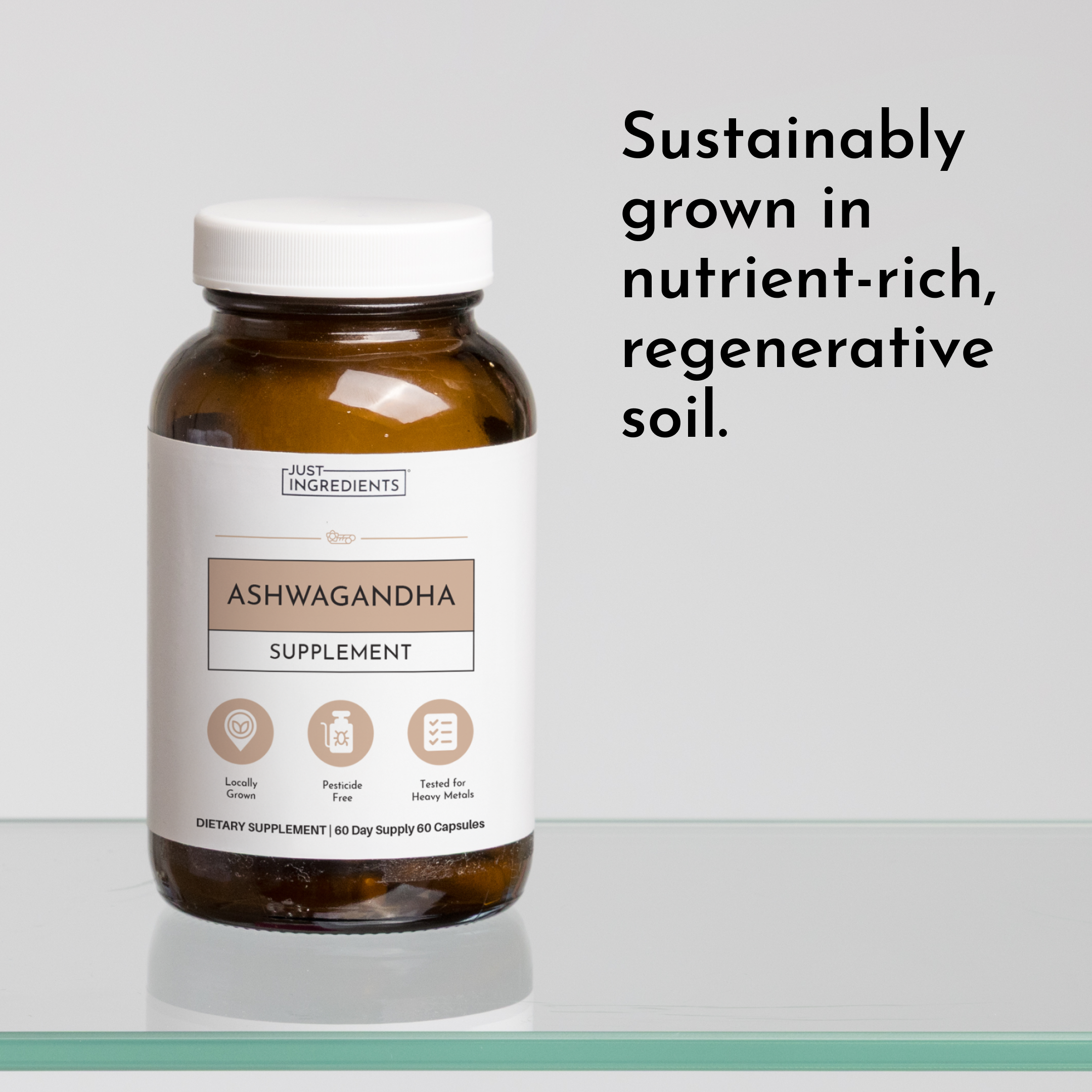 Organic Ashwagandha Capsules, 60 Count — 100% Organic Root Extract