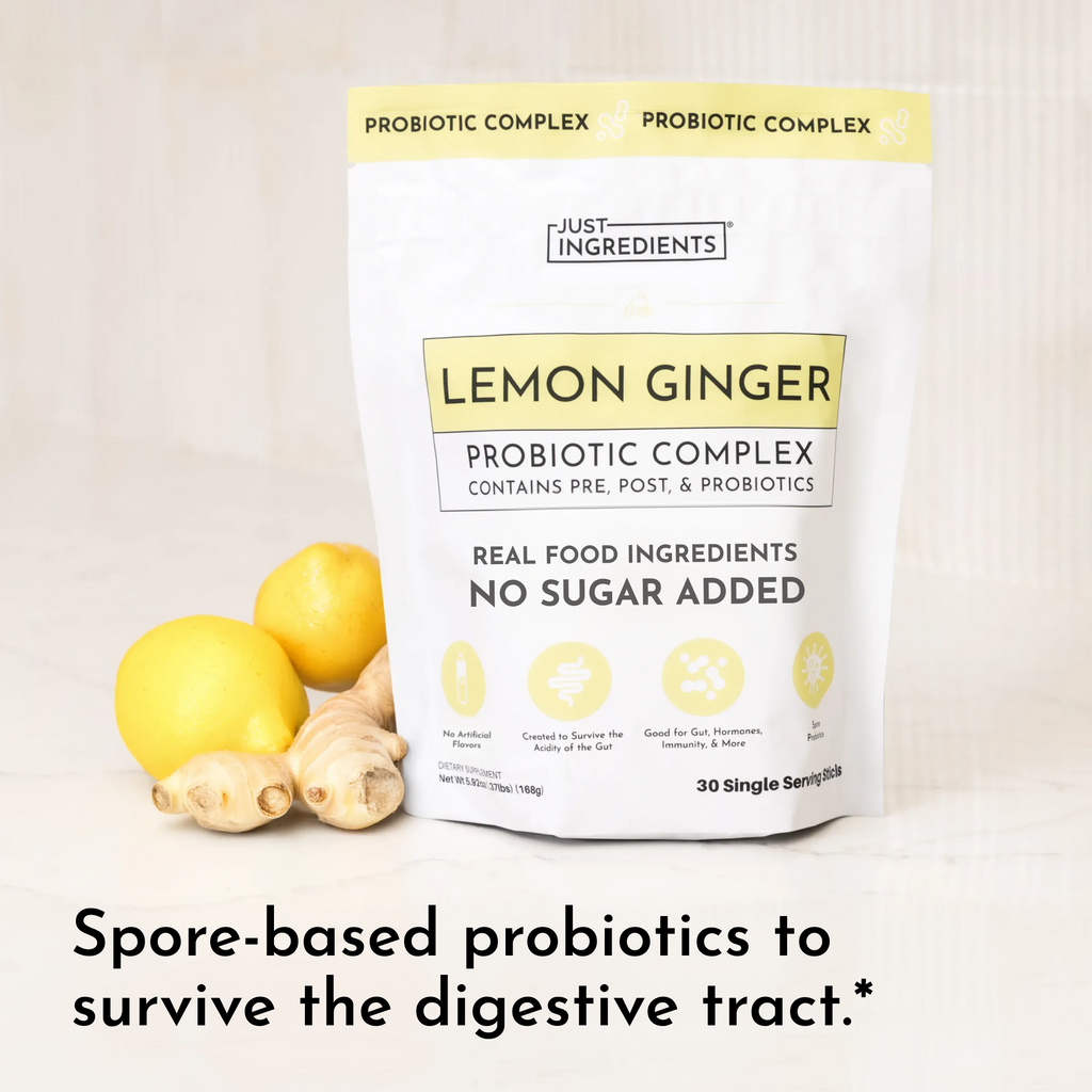 Lemon Ginger 3-In-1 Probiotic Complex - 30 Single-Serving Sticks