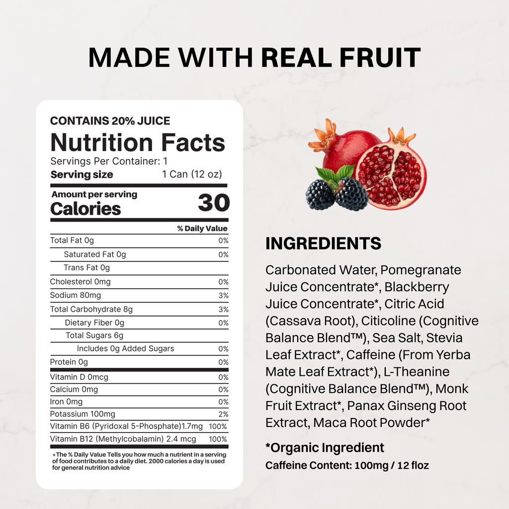 Pomberry Punch Energy + Brain Boost (12 x 12 fl oz)