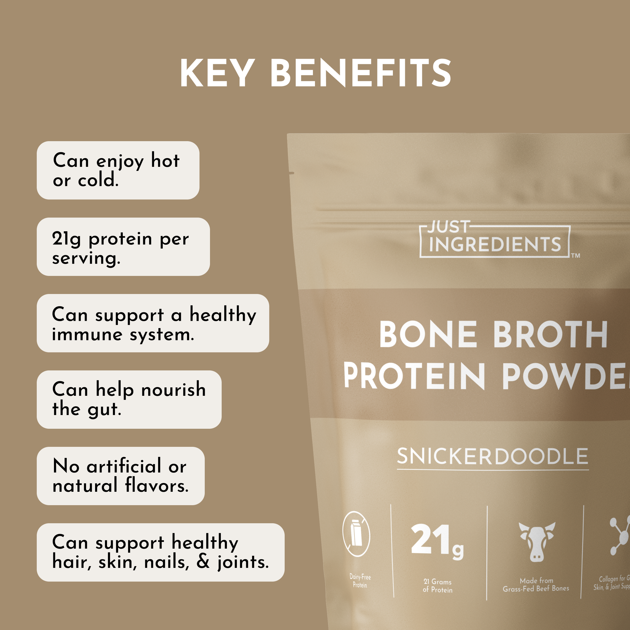 Snickerdoodle Bone Broth Protein Powder (15 Servings, 21g Protein)