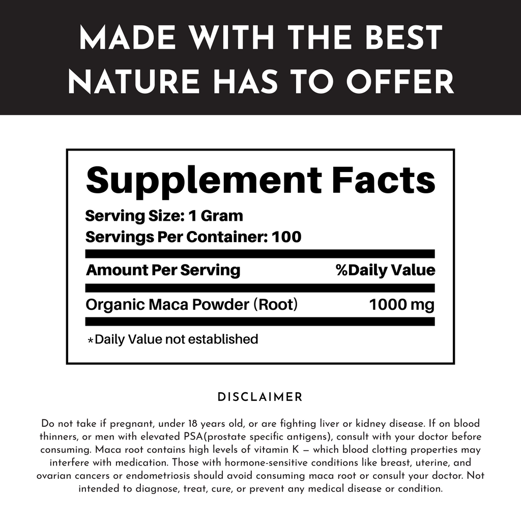 Organic Maca Root Powder, 100g