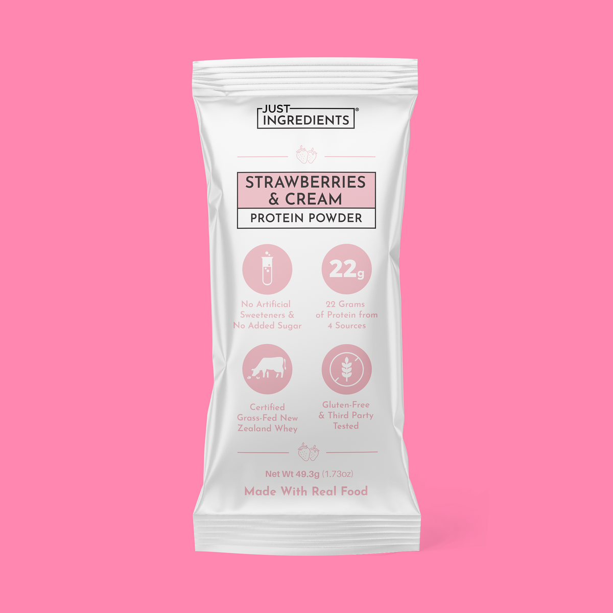 Strawberries & Cream Protein Powder Stick — 22g Protein