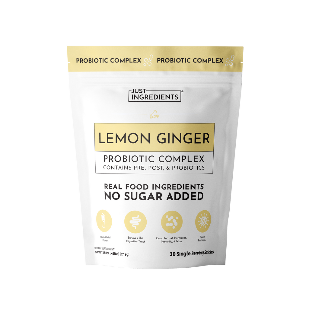 Lemon Ginger 3-In-1 Probiotic Complex - 30 Single-Serving Sticks