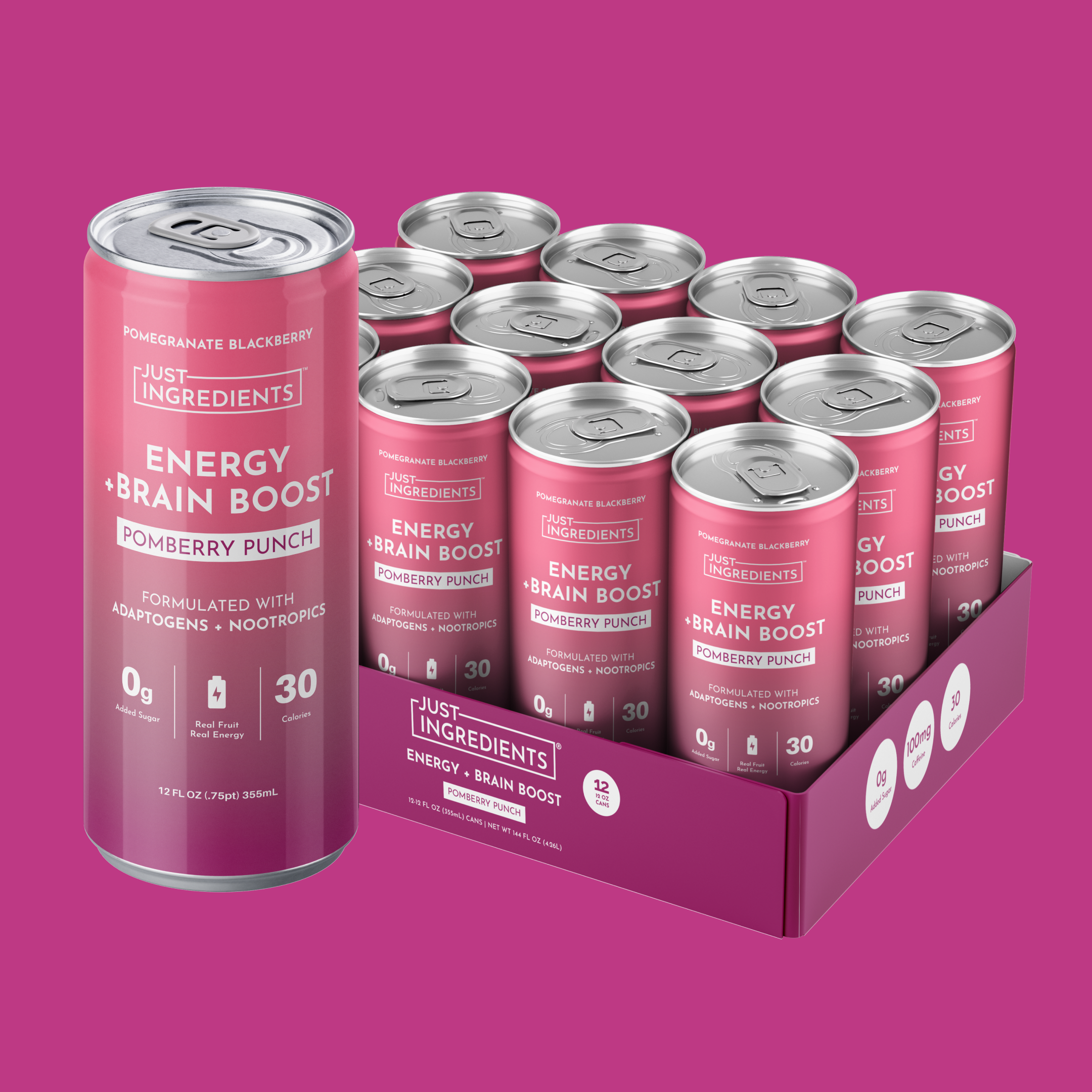 Pomberry Punch Energy + Brain Boost (12 x 12 fl oz)