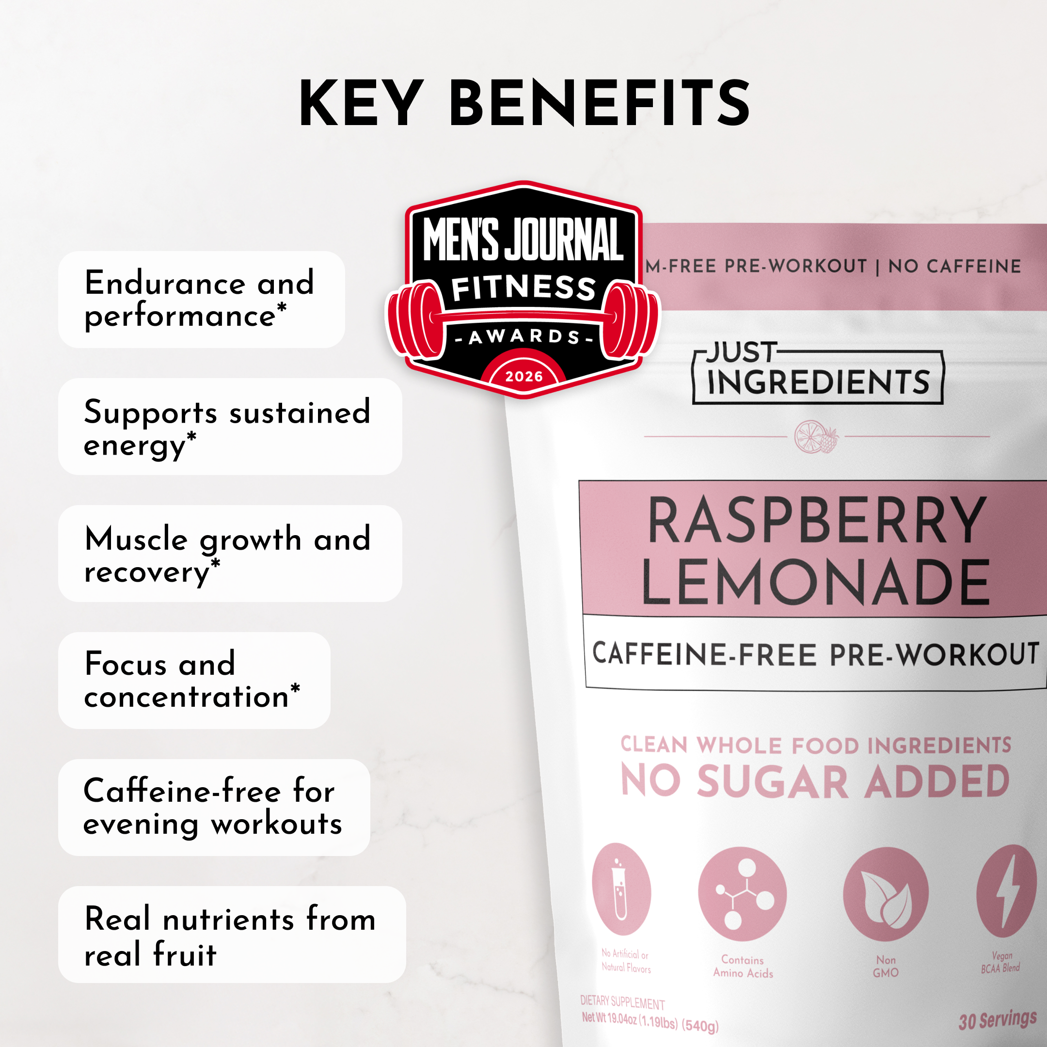 Caffeine Free Raspberry Lemonade Pre-Workout
