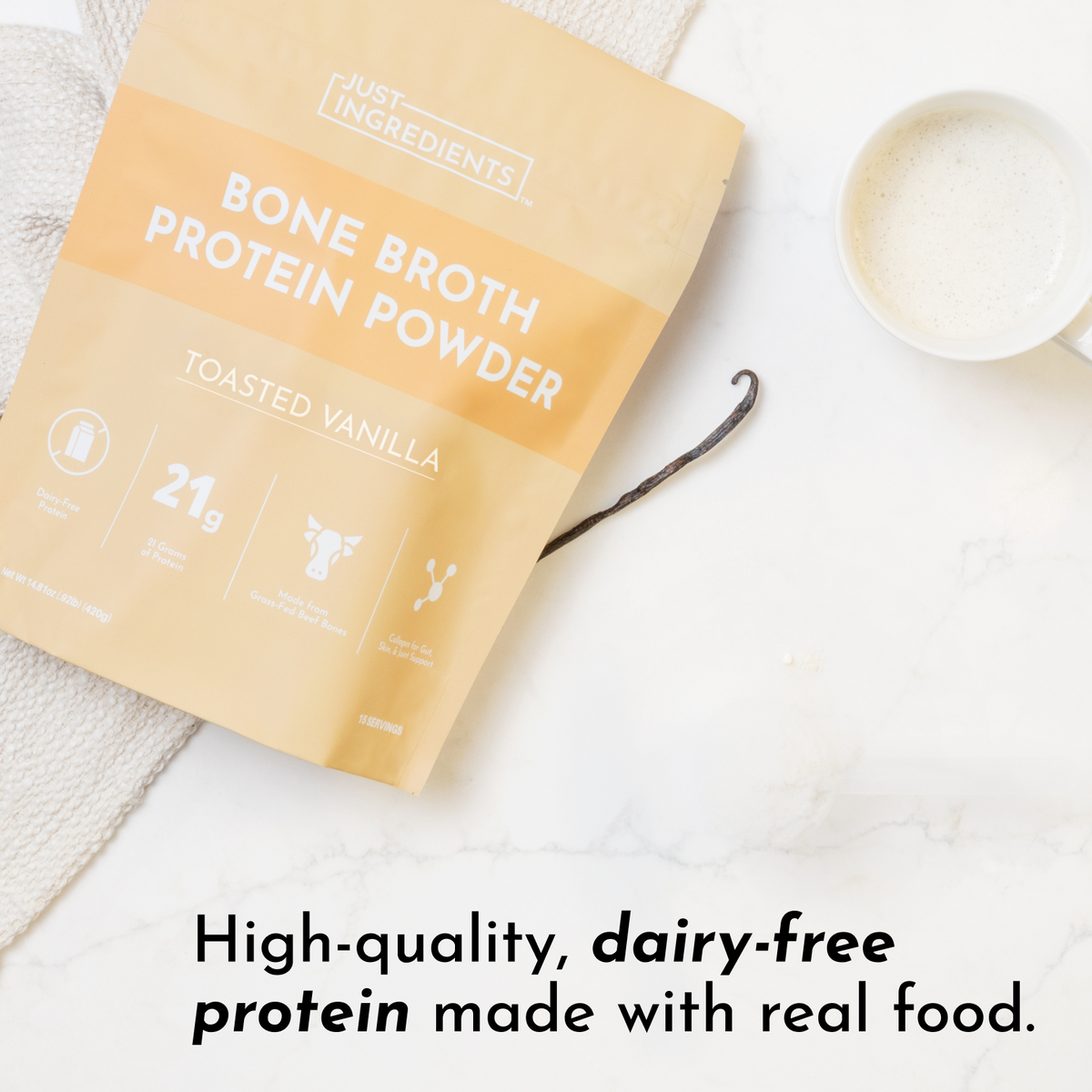 Toasted Vanilla Bone Broth Protein Powder — 15 Servings
