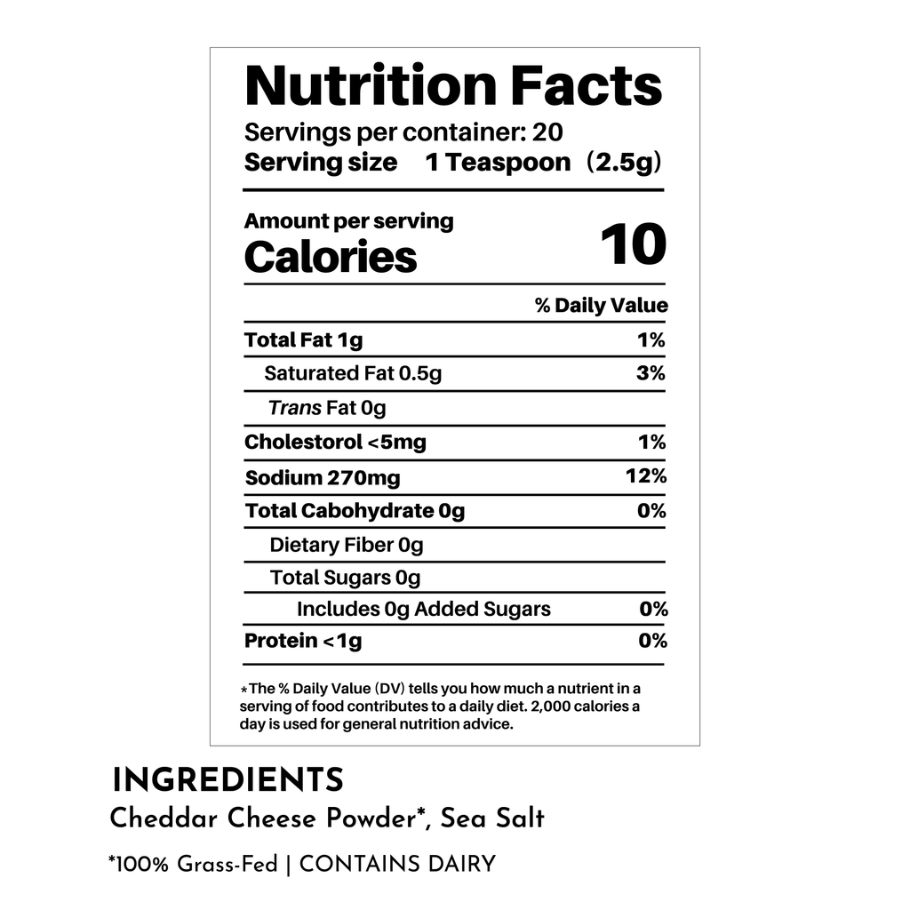 Cheddar Cheese Popcorn Salt - Grass-Fed Cheddar