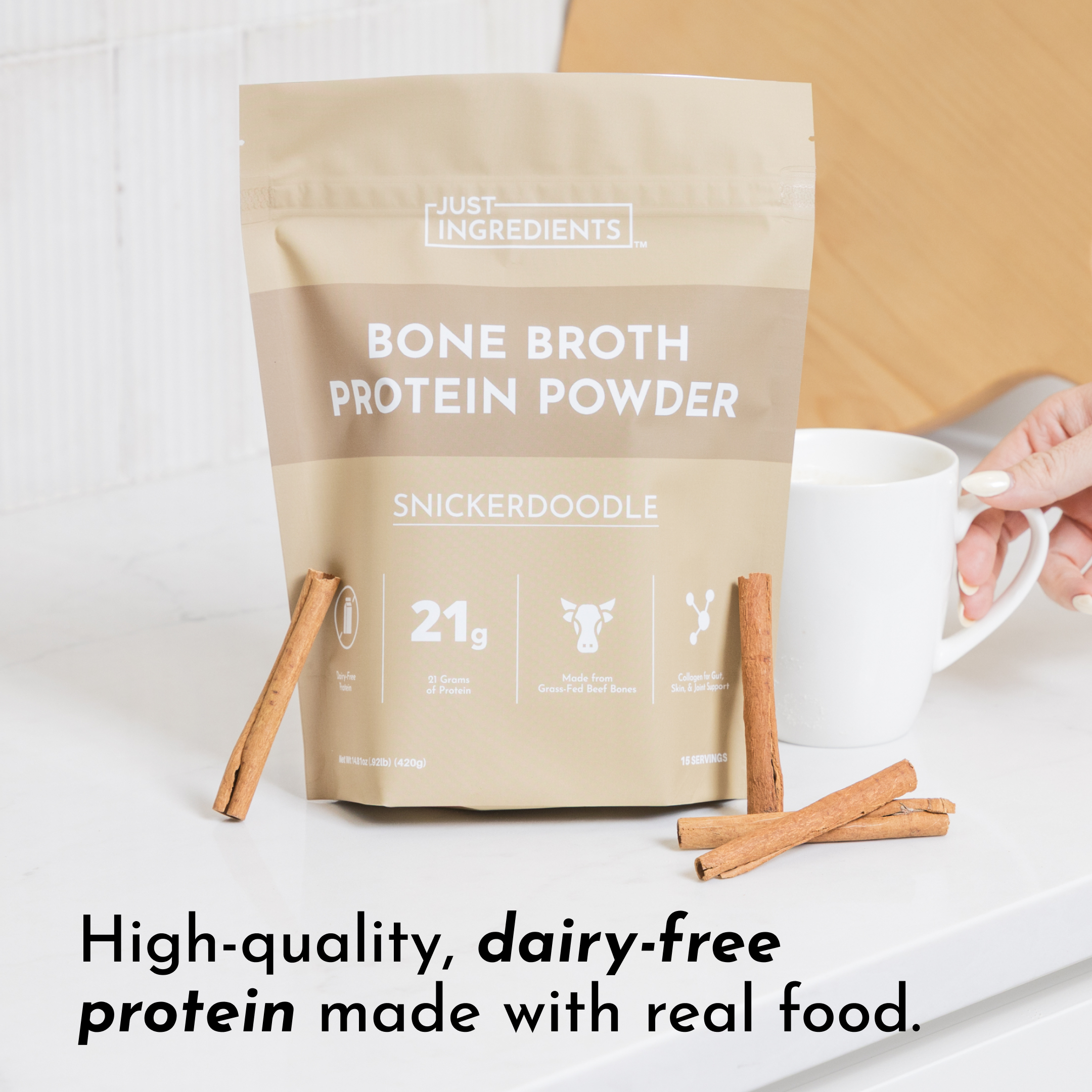 Snickerdoodle Bone Broth Protein Powder (15 Servings, 21g Protein)