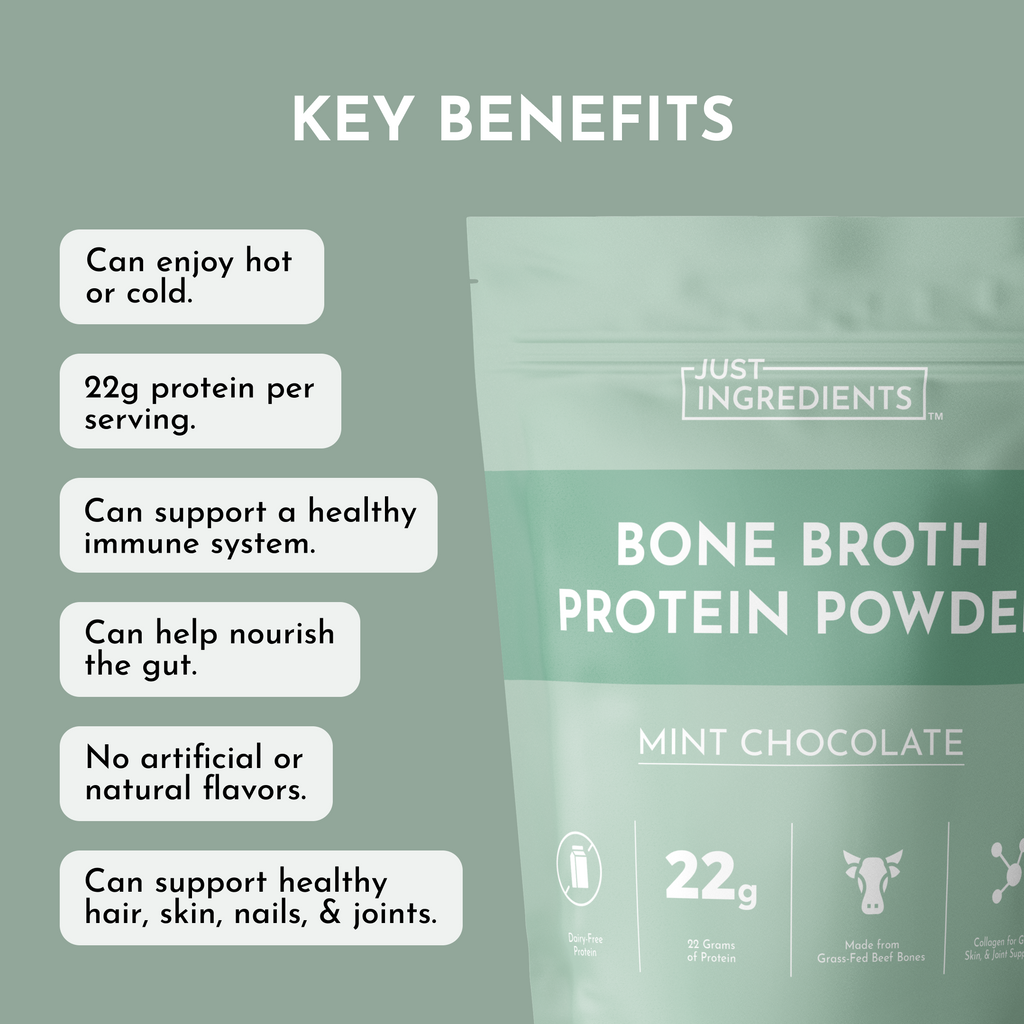 Mint Chocolate Bone Broth Protein Powder - 22g Protein, Dairy-Free