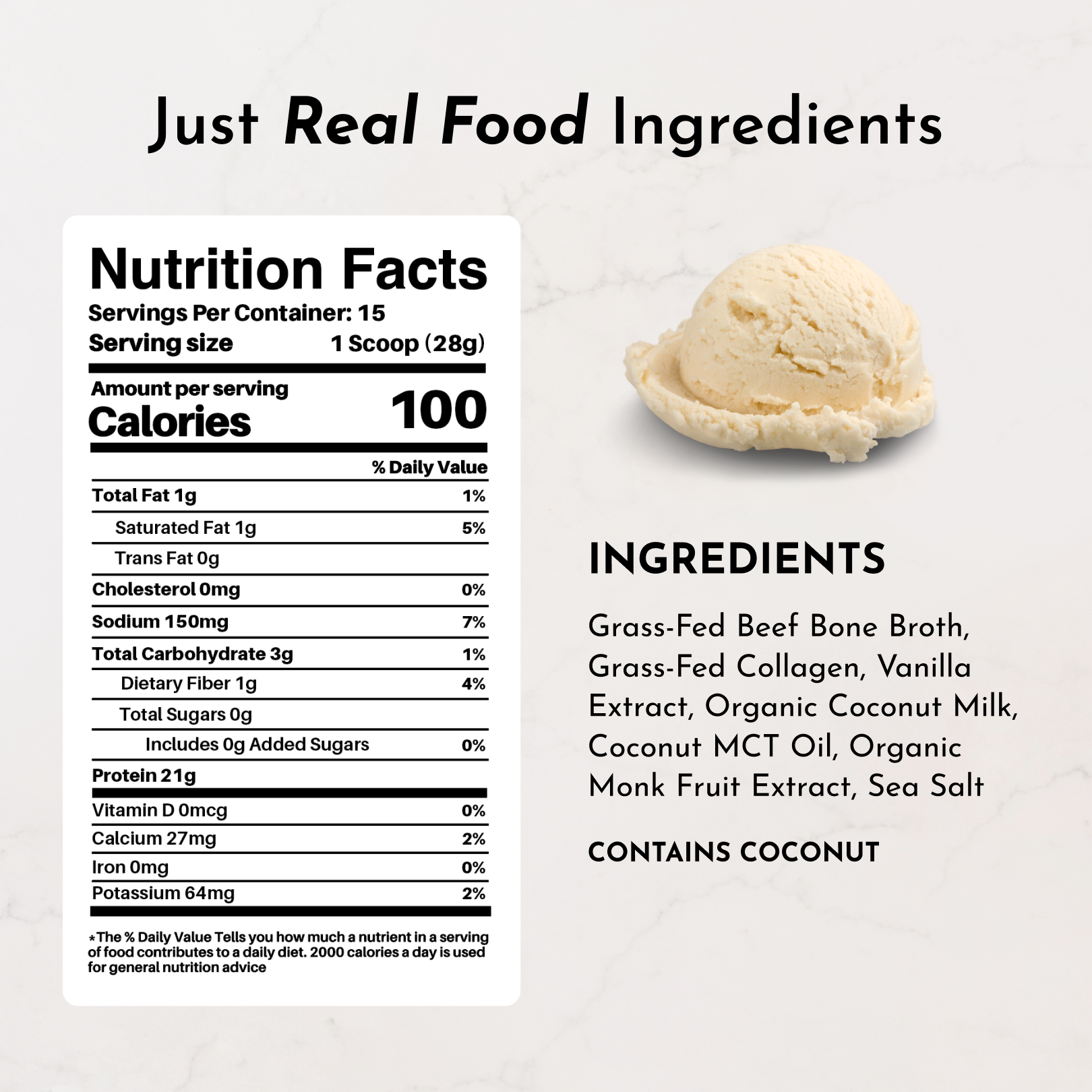 Toasted Vanilla Bone Broth Protein Powder — 15 Servings