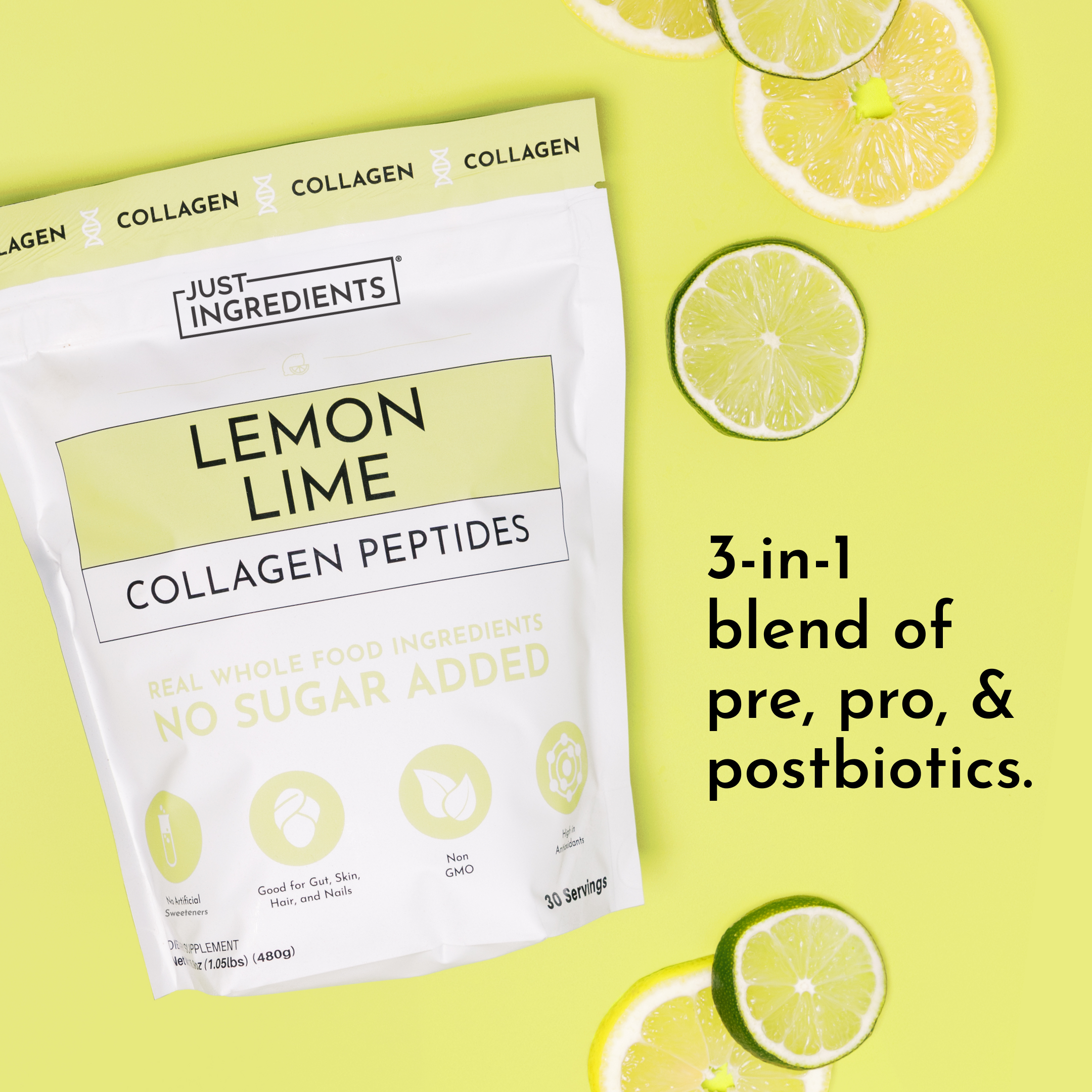 Lemon Lime Collagen Peptides — 30 Servings