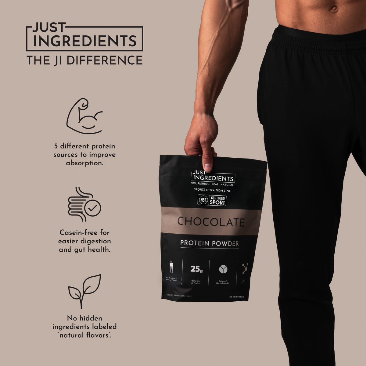 Chocolate Protein Powder — NSF Certified Sport, 25g Protein