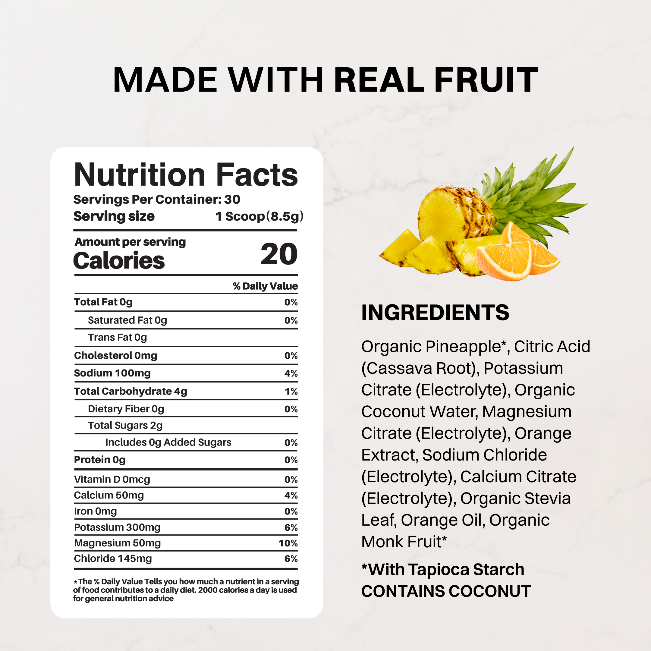 Orange Pineapple Electrolytes Stick - Natural Hydration, No Added Sugar
